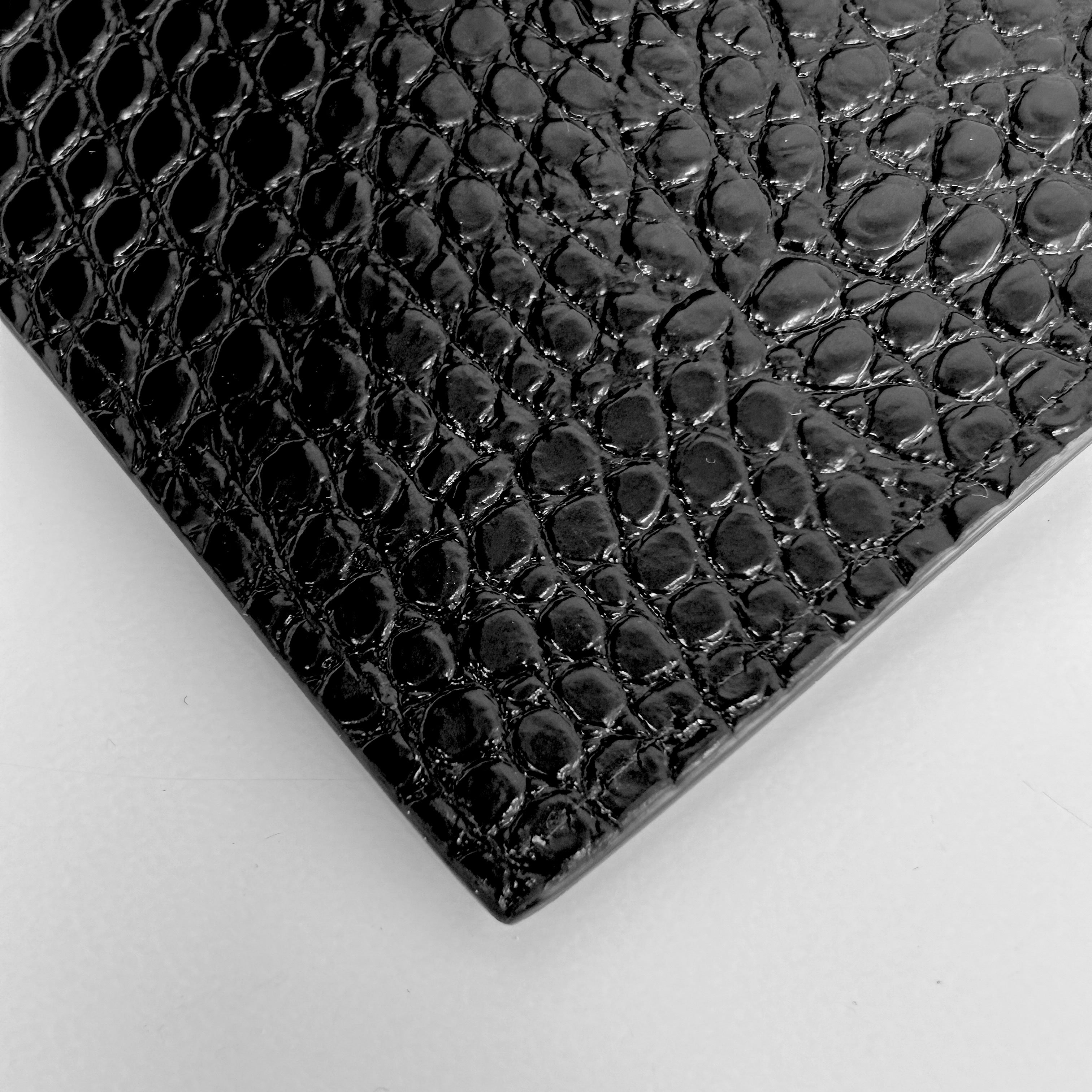 Black Crocodile Embossed Shiny Leather Uptown Pouch w/SHW
