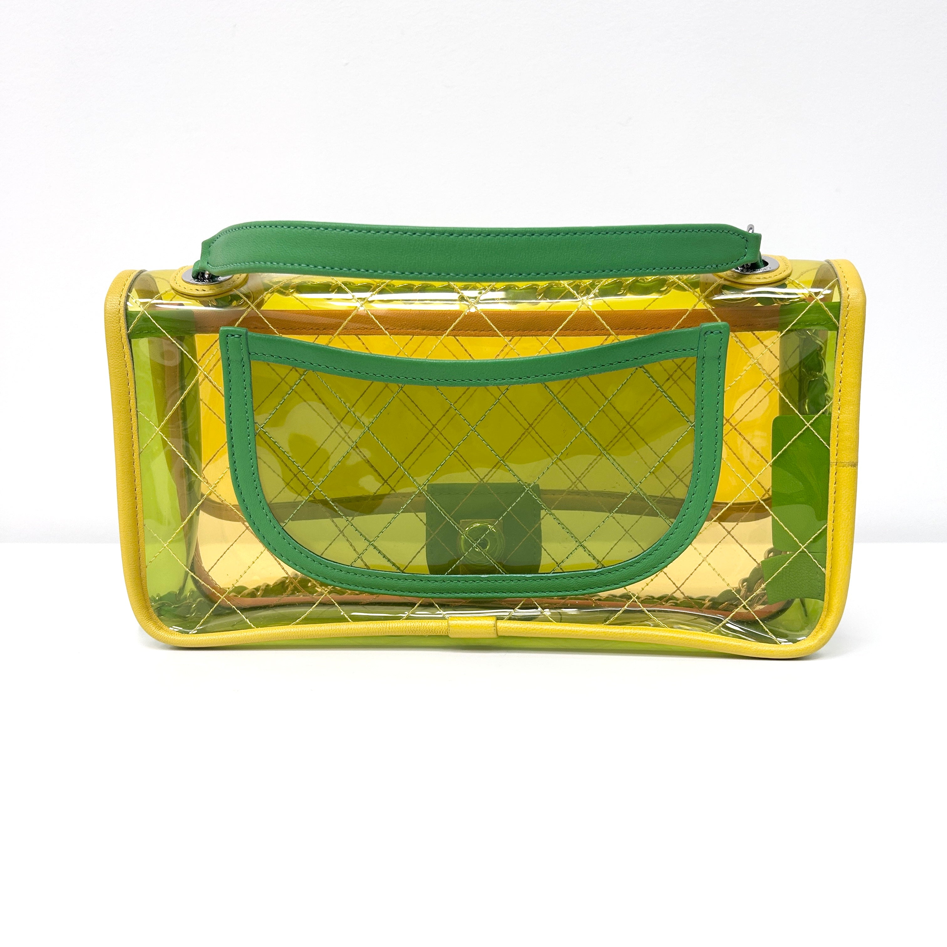 Yellow/Green/Pink PVC Coco Splash Mini Flap Bag w/SHW