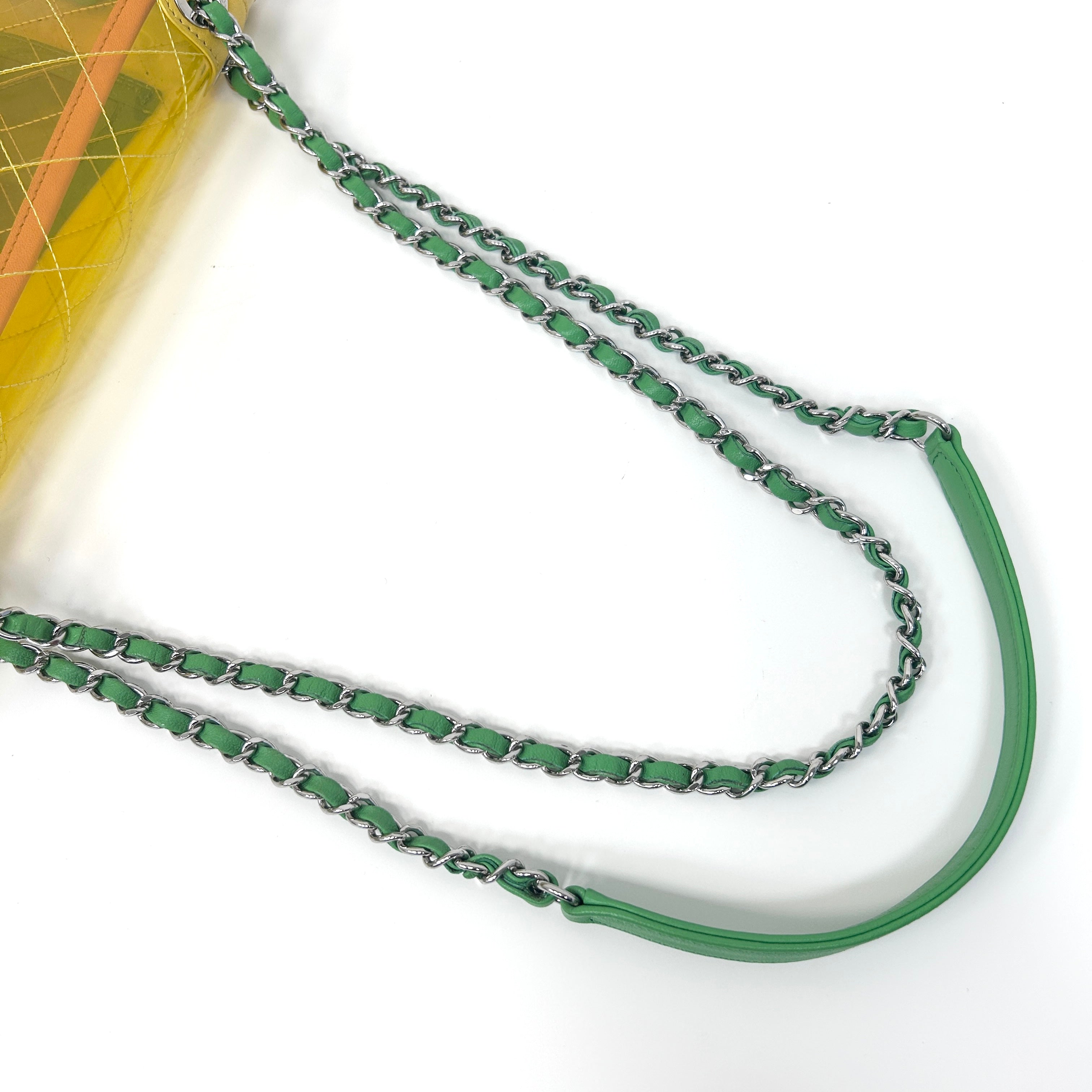 Yellow/Green/Pink PVC Coco Splash Mini Flap Bag w/SHW