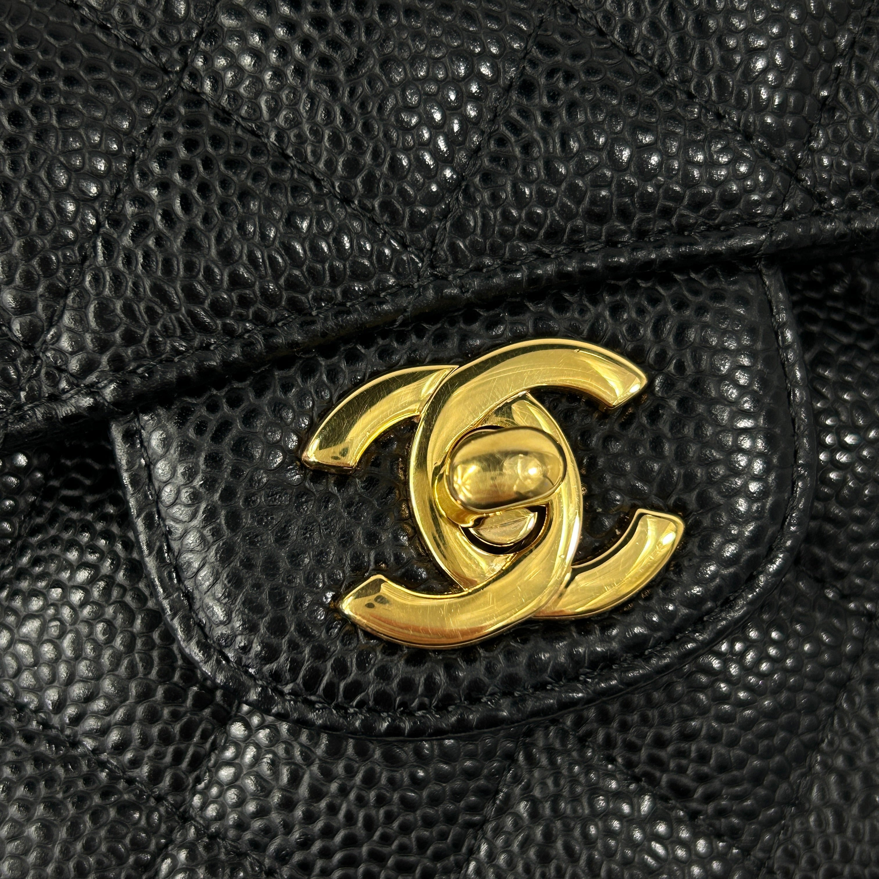 Black Caviar Double Flap Medium Bag w/GHW