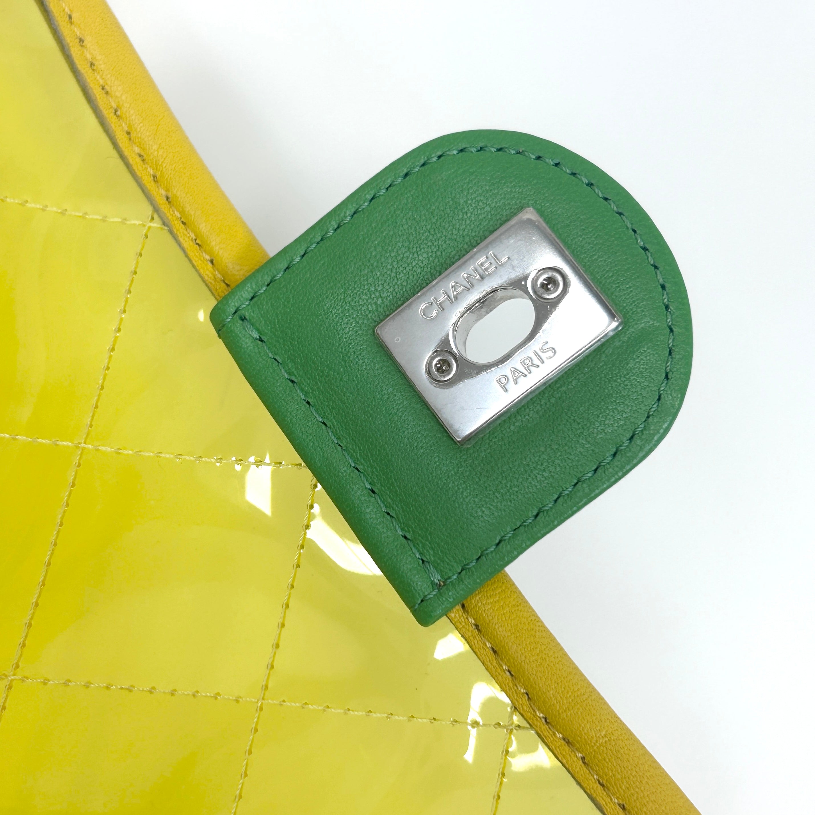 Yellow/Green/Pink PVC Coco Splash Mini Flap Bag w/SHW