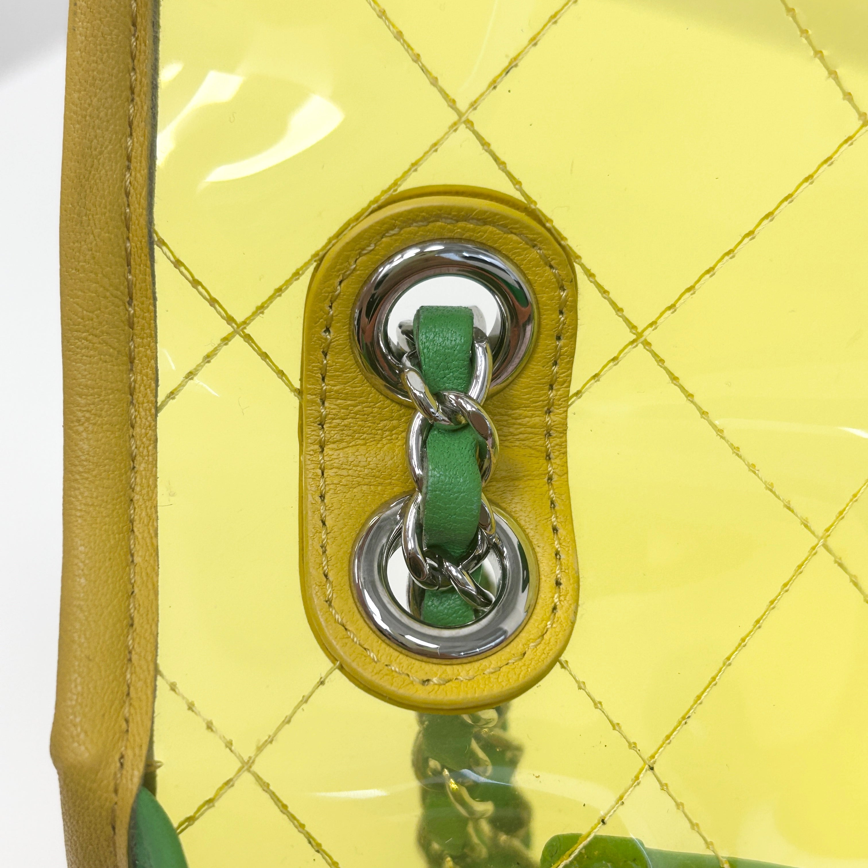 Yellow/Green/Pink PVC Coco Splash Mini Flap Bag w/SHW