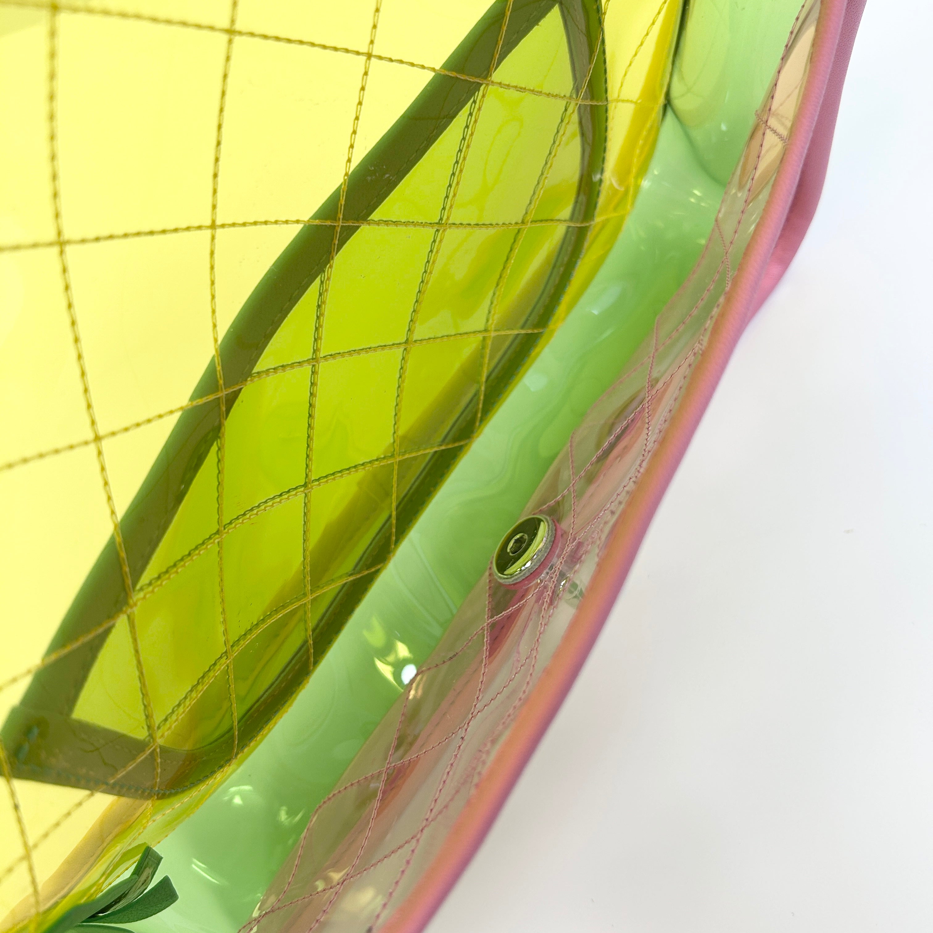 Yellow/Green/Pink PVC Coco Splash Mini Flap Bag w/SHW