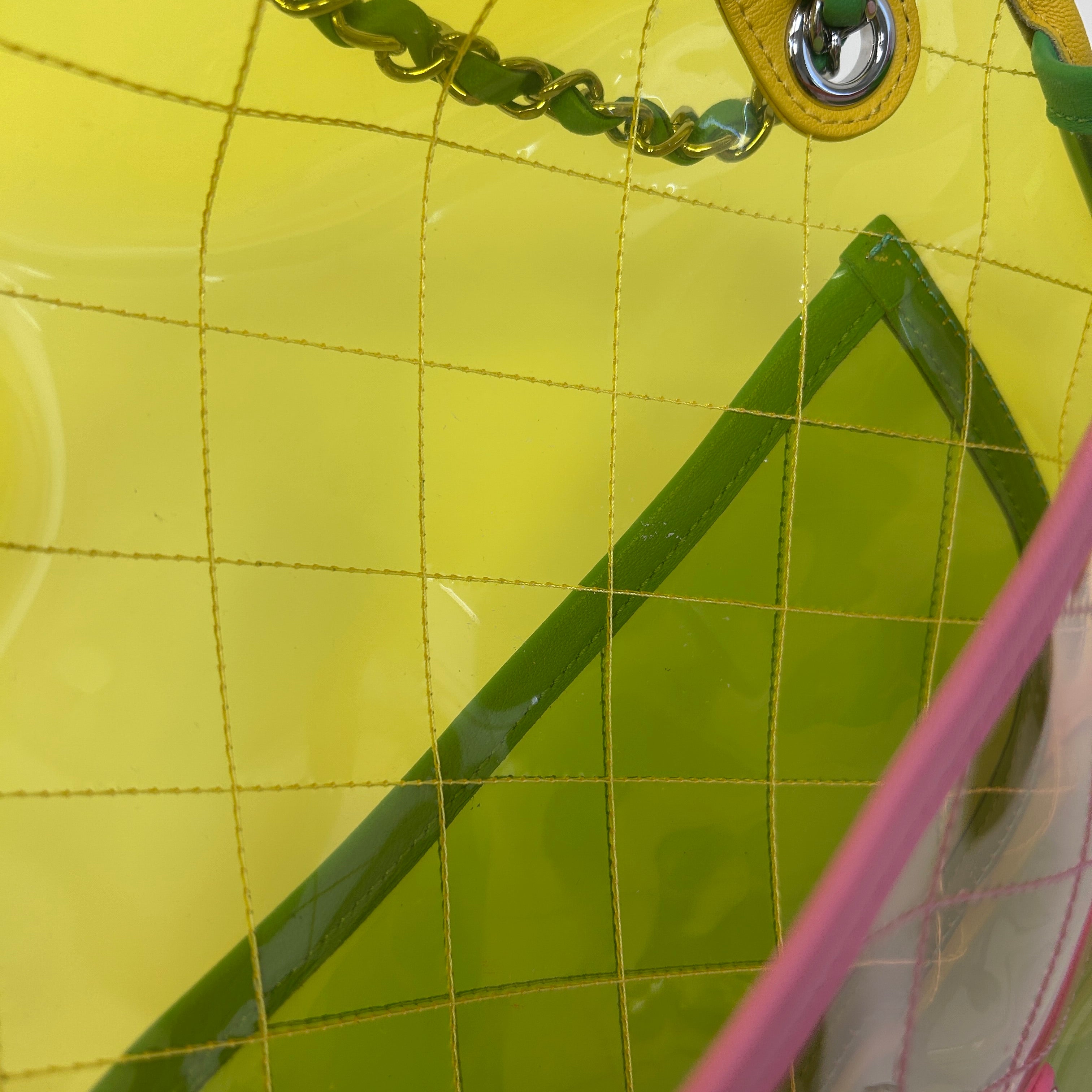 Yellow/Green/Pink PVC Coco Splash Mini Flap Bag w/SHW