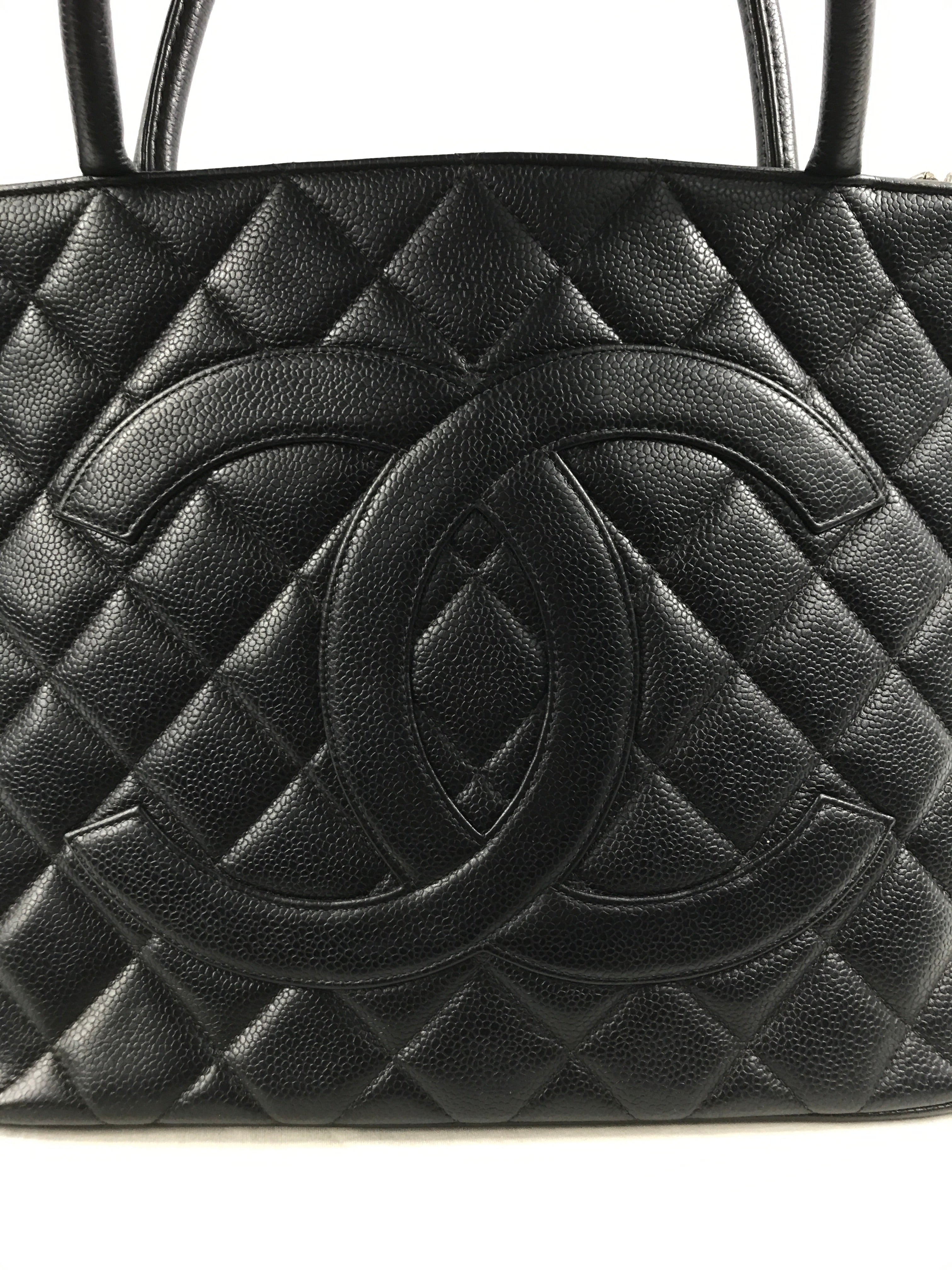 Black Caviar Quilted Timeless CC Medallion Tote w/RHW-PENDING