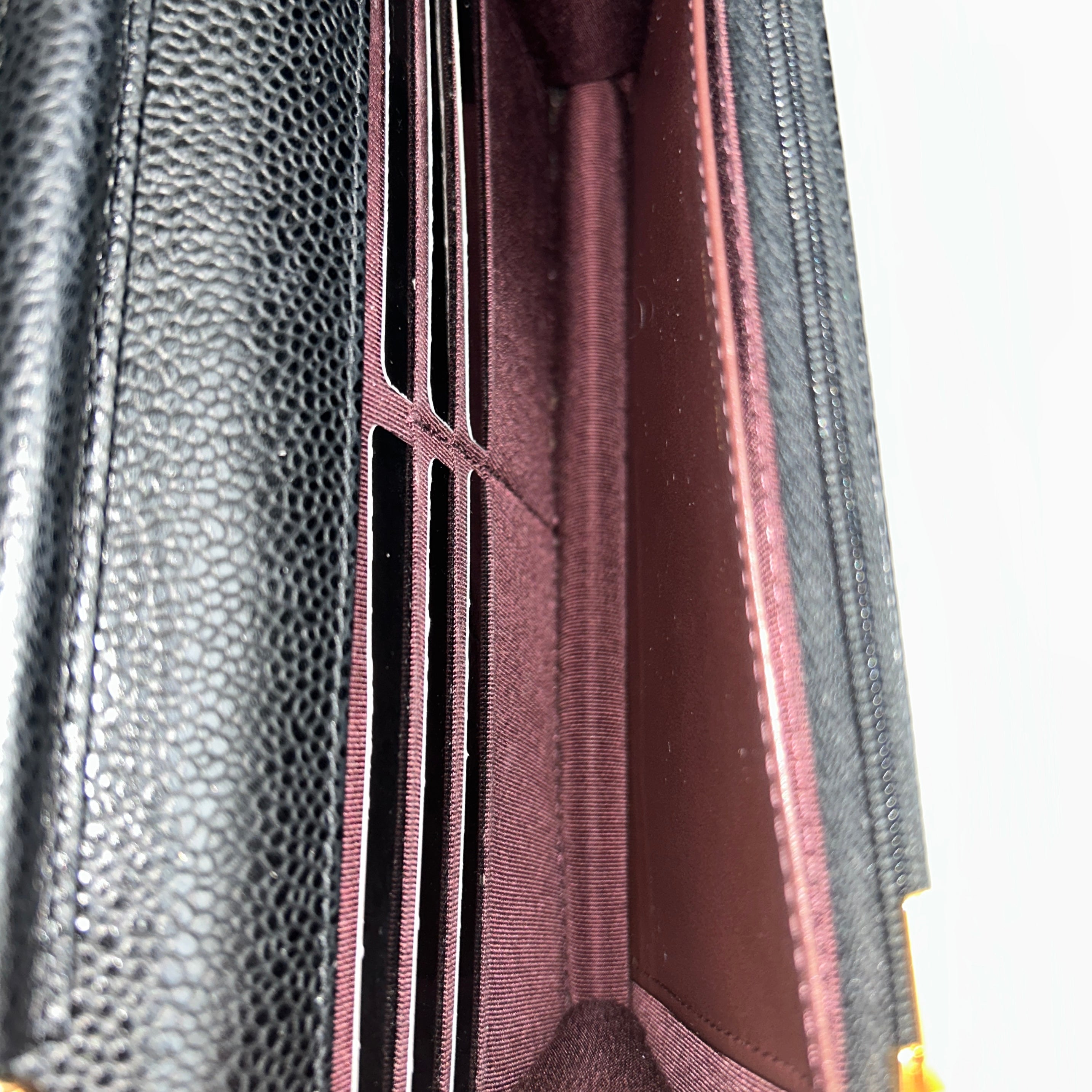 Black Quilted Caviar Leather Classic Wallet on Chain Bag w/GHW