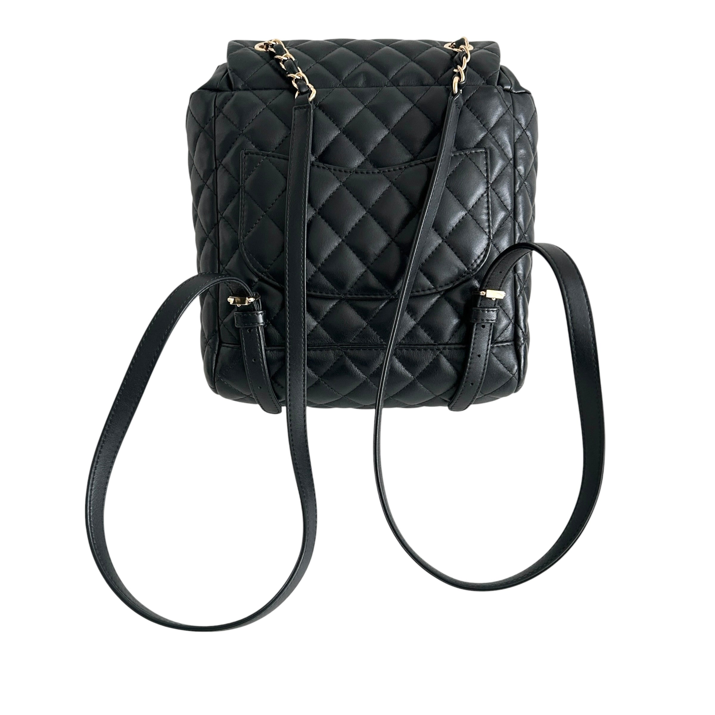 Black Quilted Calfskin Leather Urban Spirt Backpack Bag w/GHW
