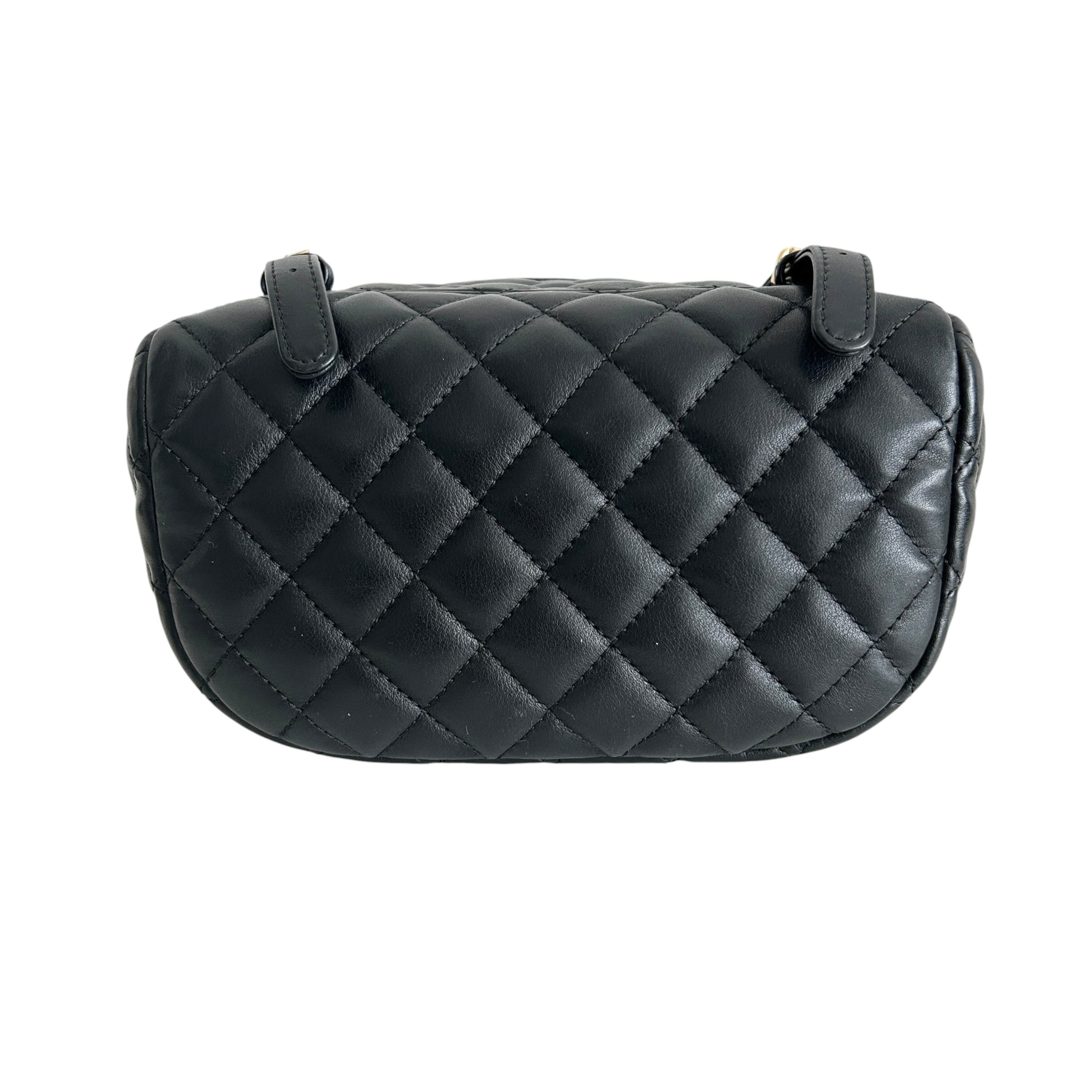 Black Quilted Calfskin Leather Urban Spirt Backpack Bag w/GHW