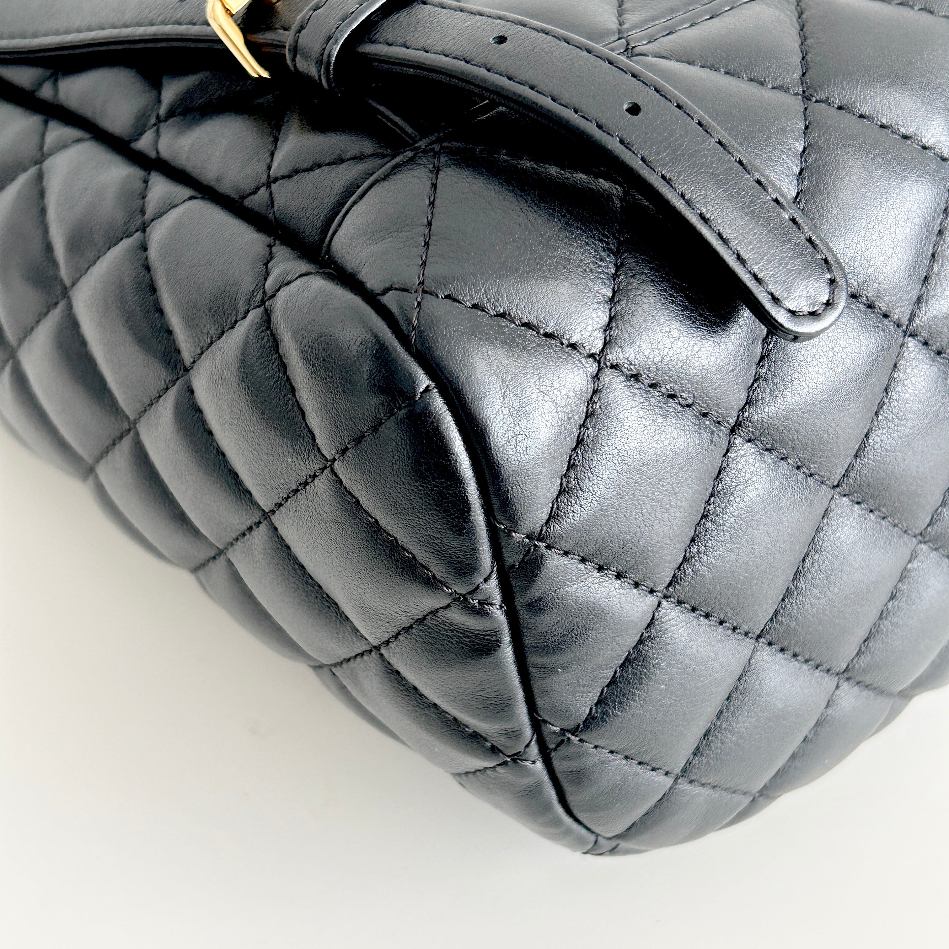 Black Quilted Calfskin Leather Urban Spirt Backpack Bag w/GHW