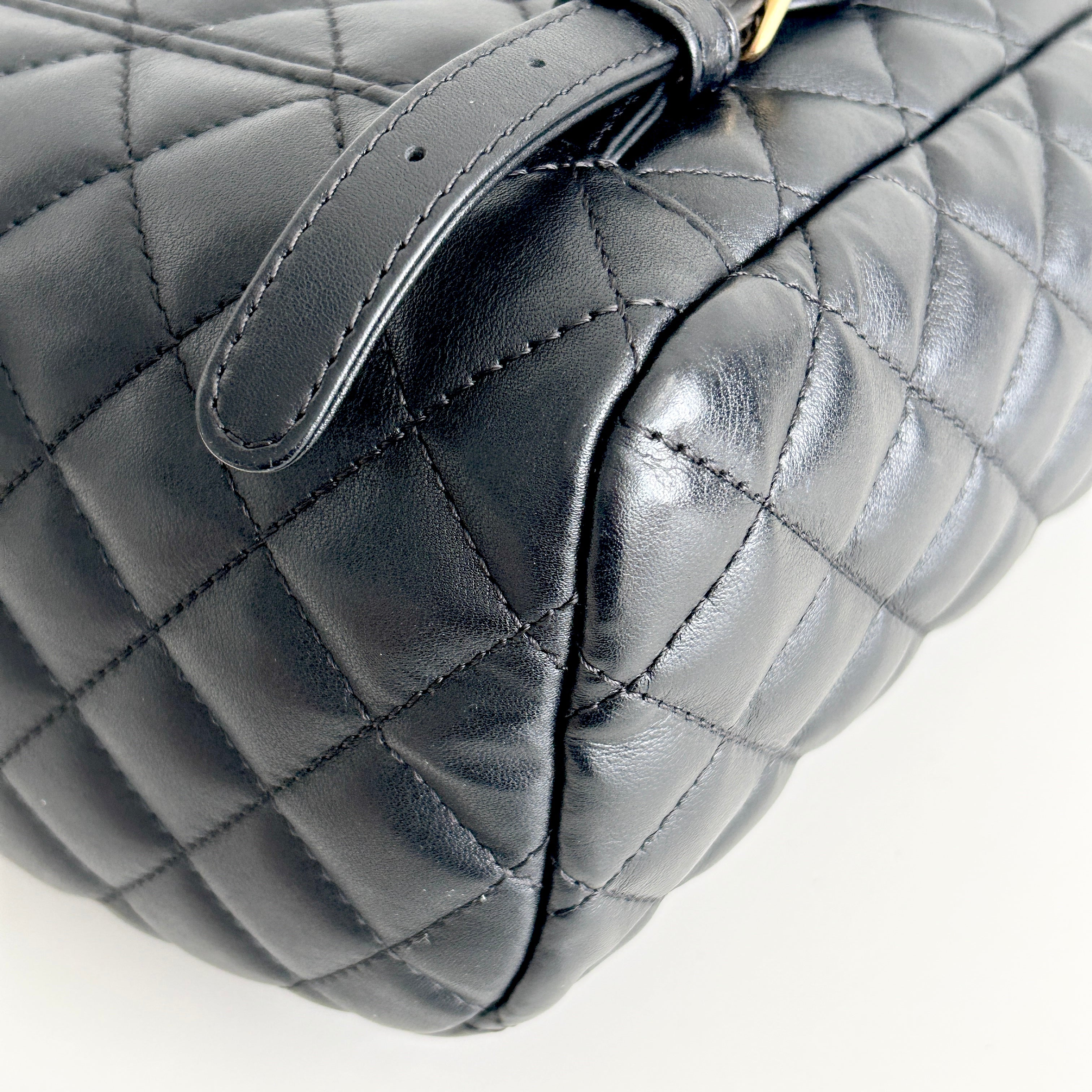 Black Quilted Calfskin Leather Urban Spirt Backpack Bag w/GHW