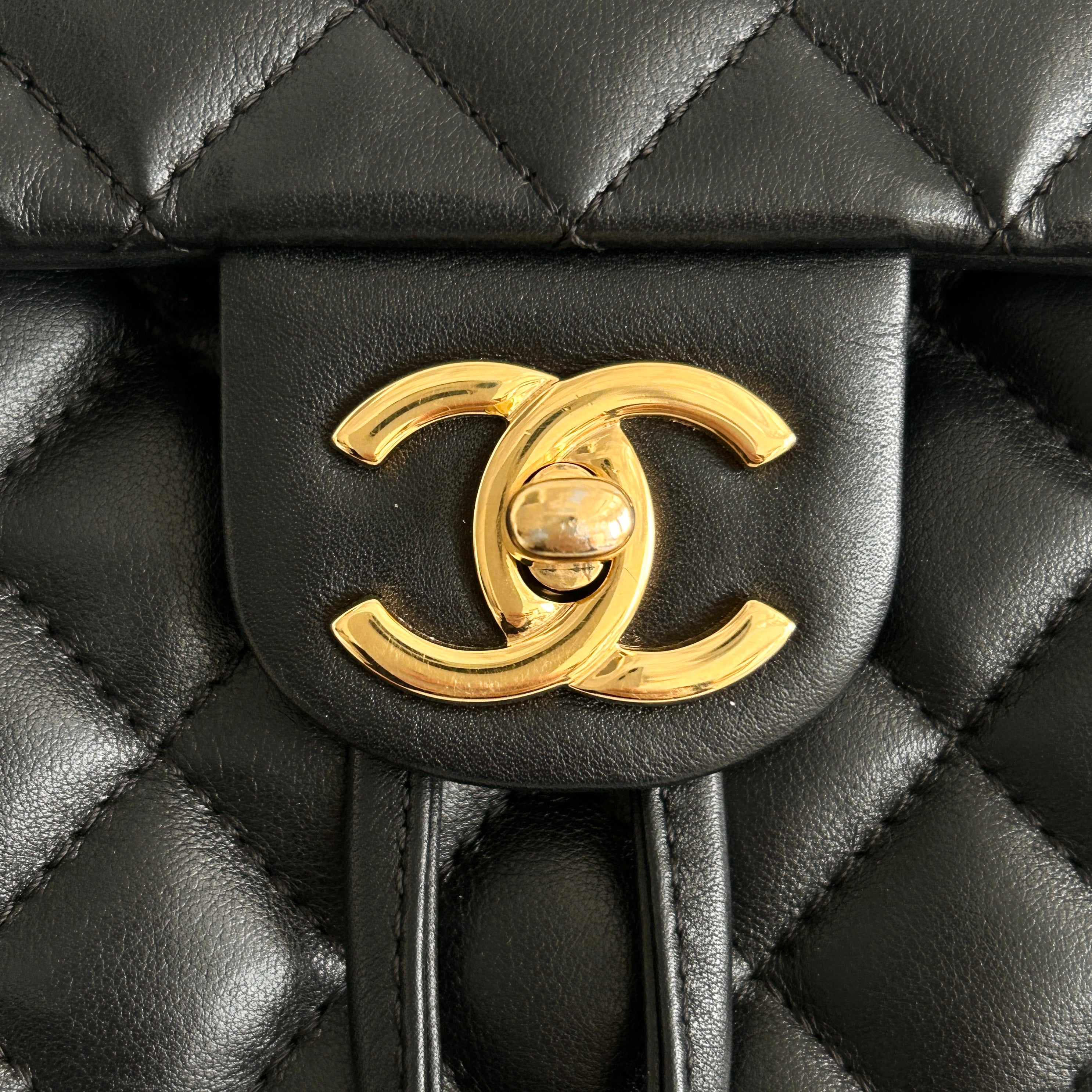 Black Quilted Calfskin Leather Urban Spirt Backpack Bag w/GHW