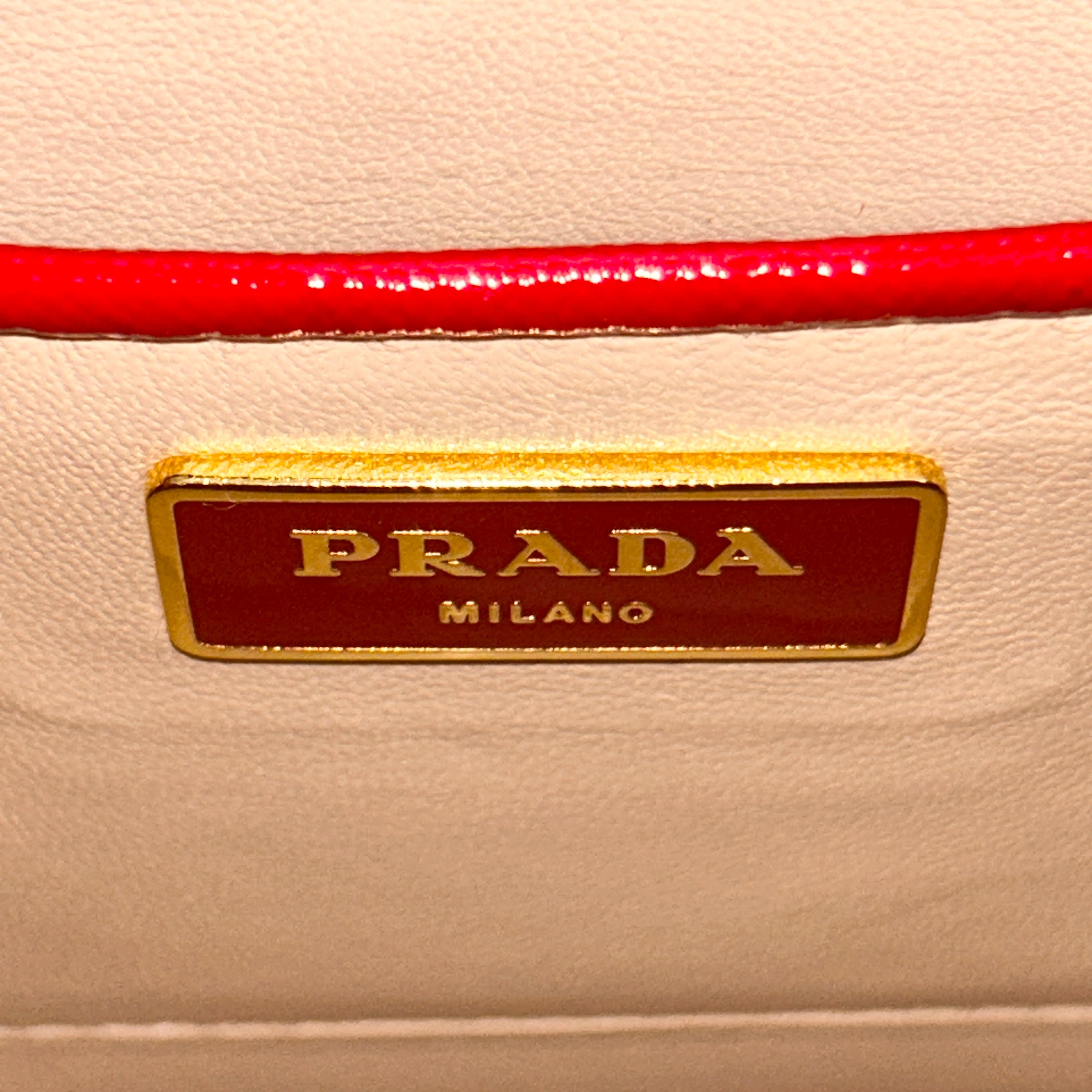 Rosso Saffiano Vernice Leather Frame Top Bag
