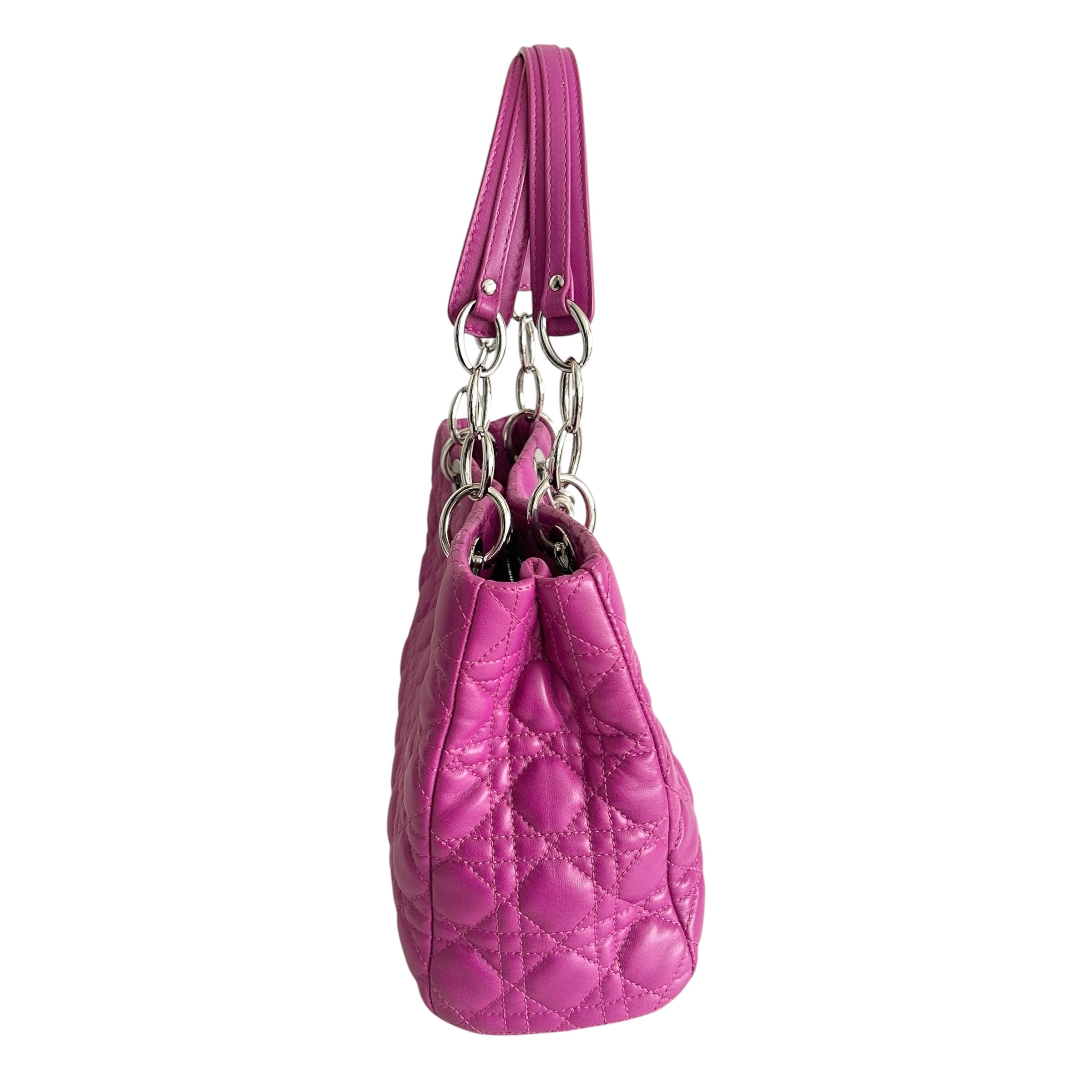 Rose Sorbet Cannage Quilted Lambskin Leather Small Dior Soft Tote Bag
