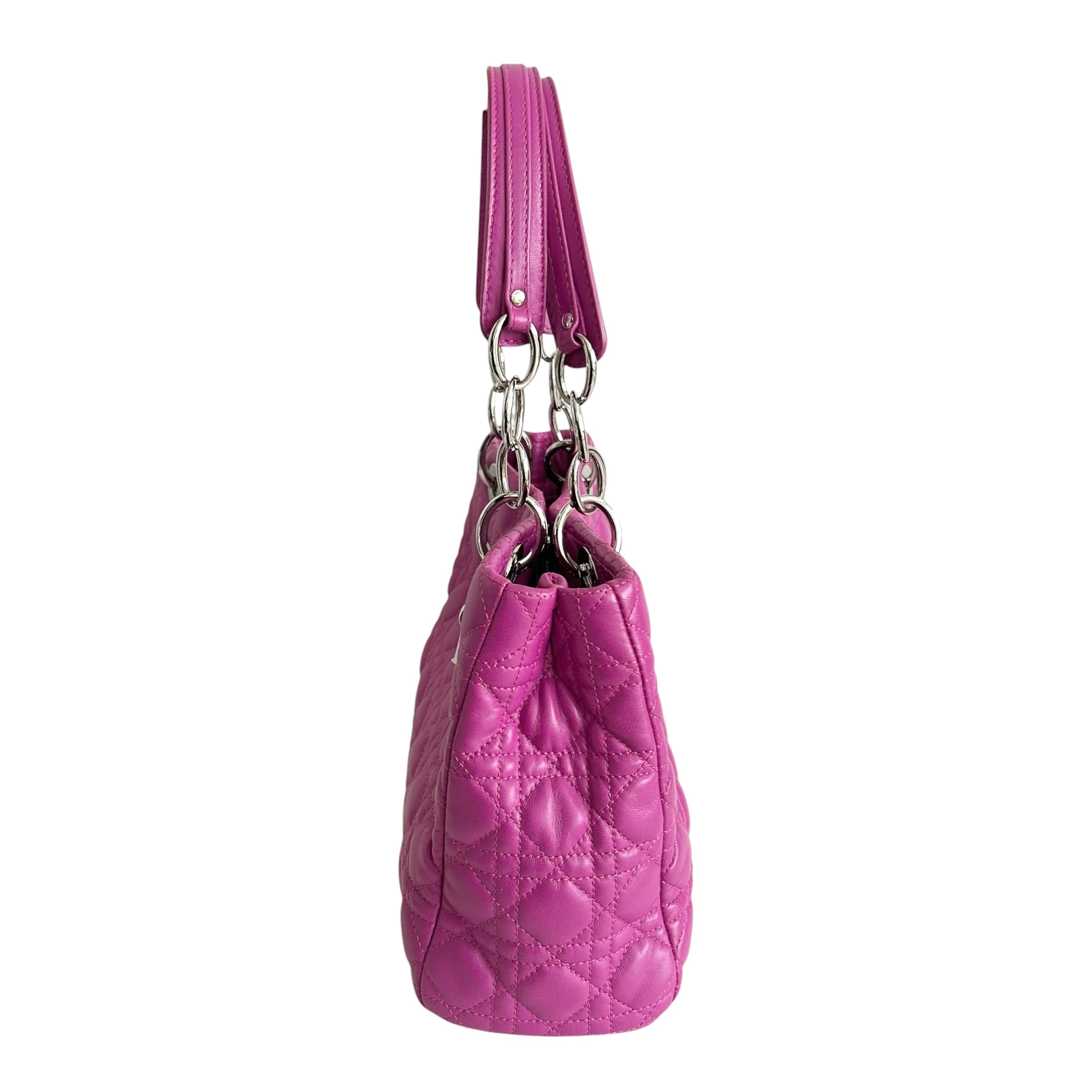 Rose Sorbet Cannage Quilted Lambskin Leather Small Dior Soft Tote Bag