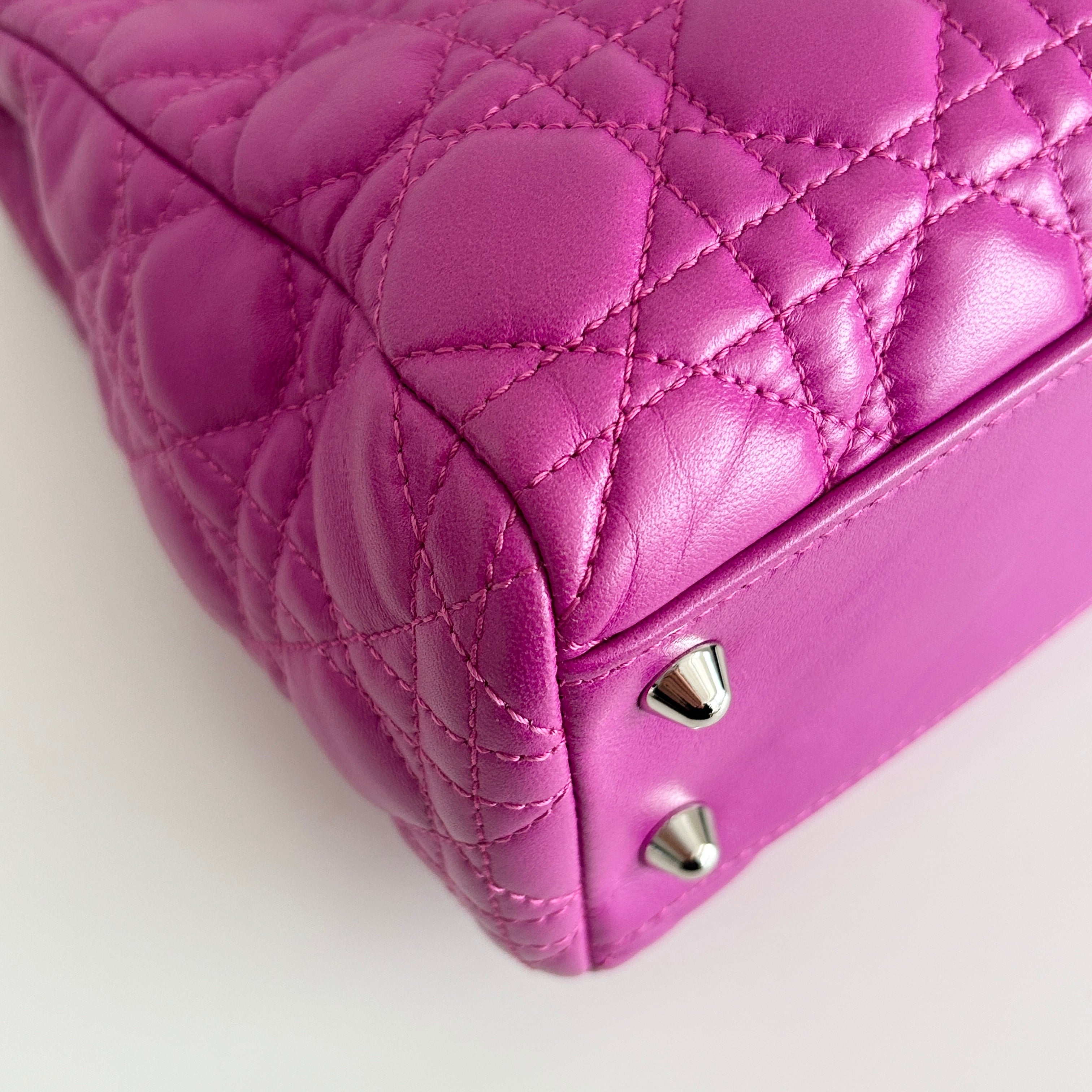 Rose Sorbet Cannage Quilted Lambskin Leather Small Dior Soft Tote Bag