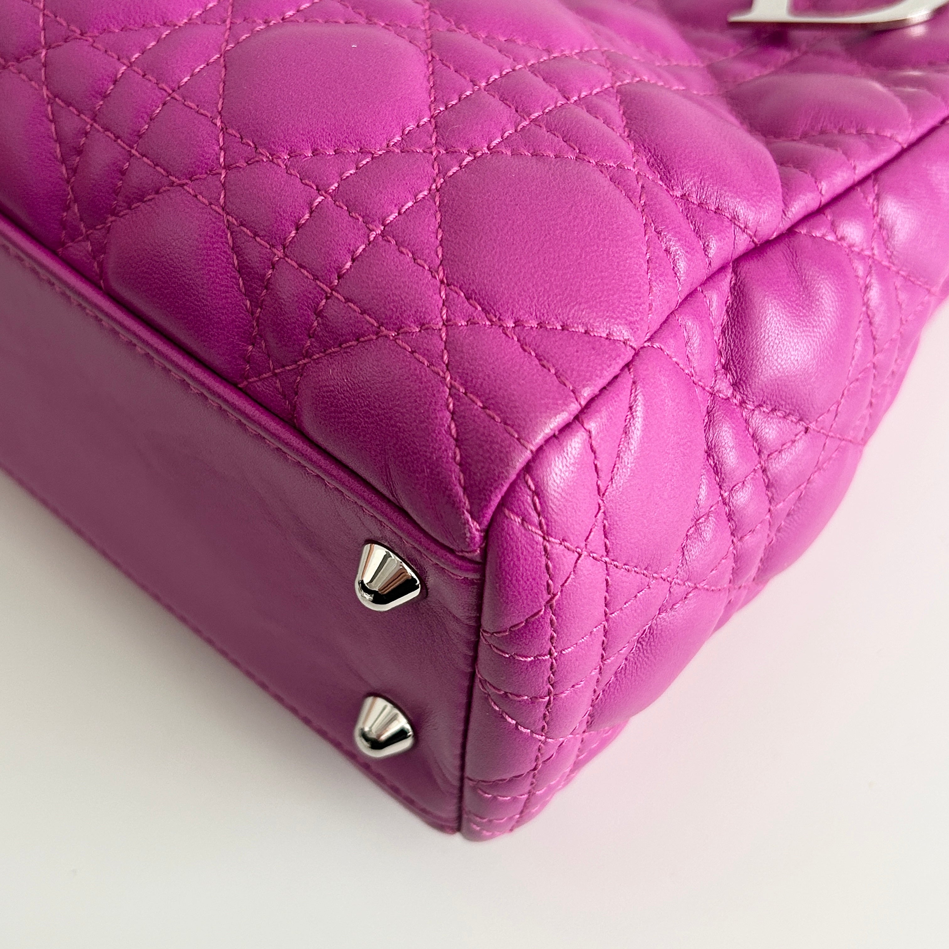 Rose Sorbet Cannage Quilted Lambskin Leather Small Dior Soft Tote Bag