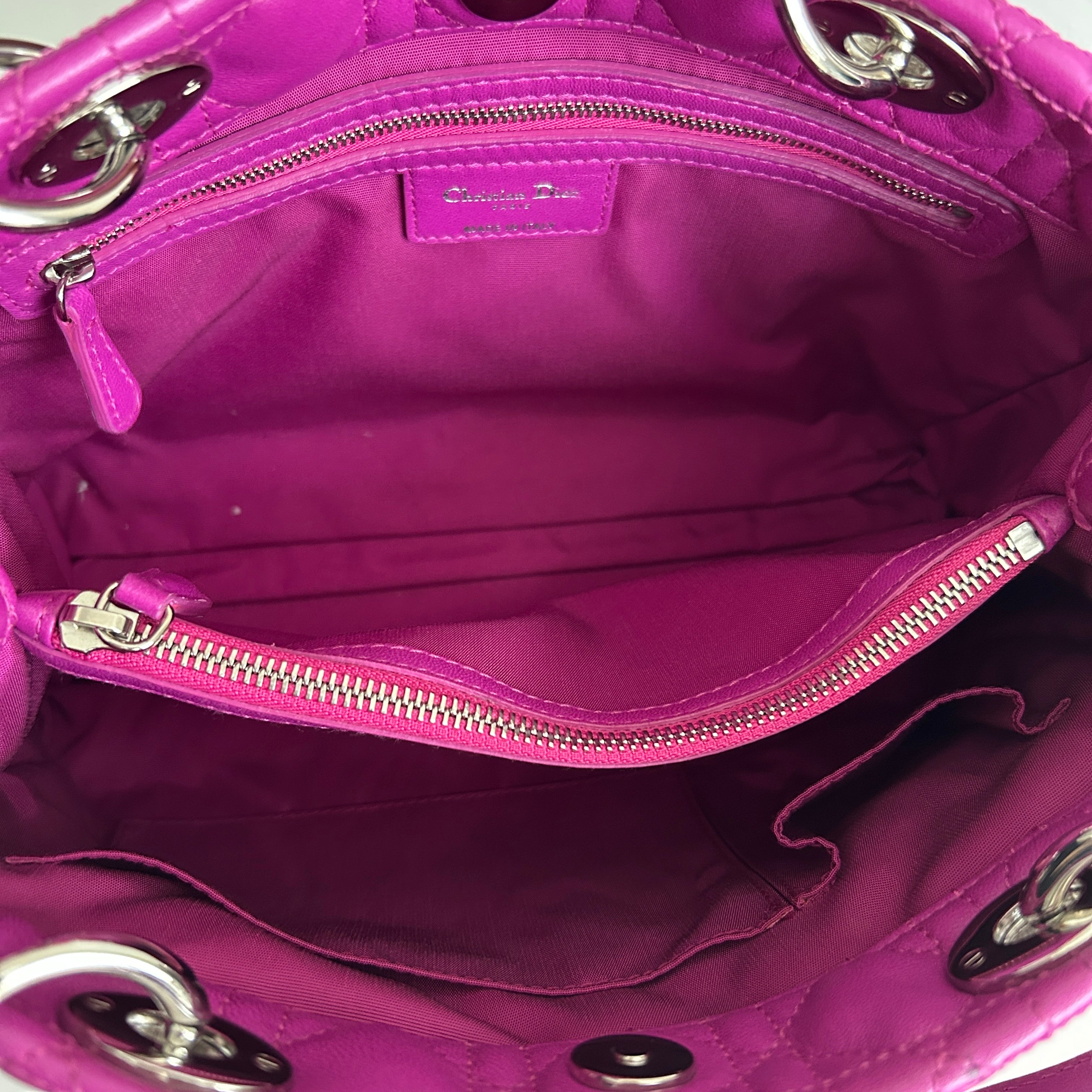 Rose Sorbet Cannage Quilted Lambskin Leather Small Dior Soft Tote Bag