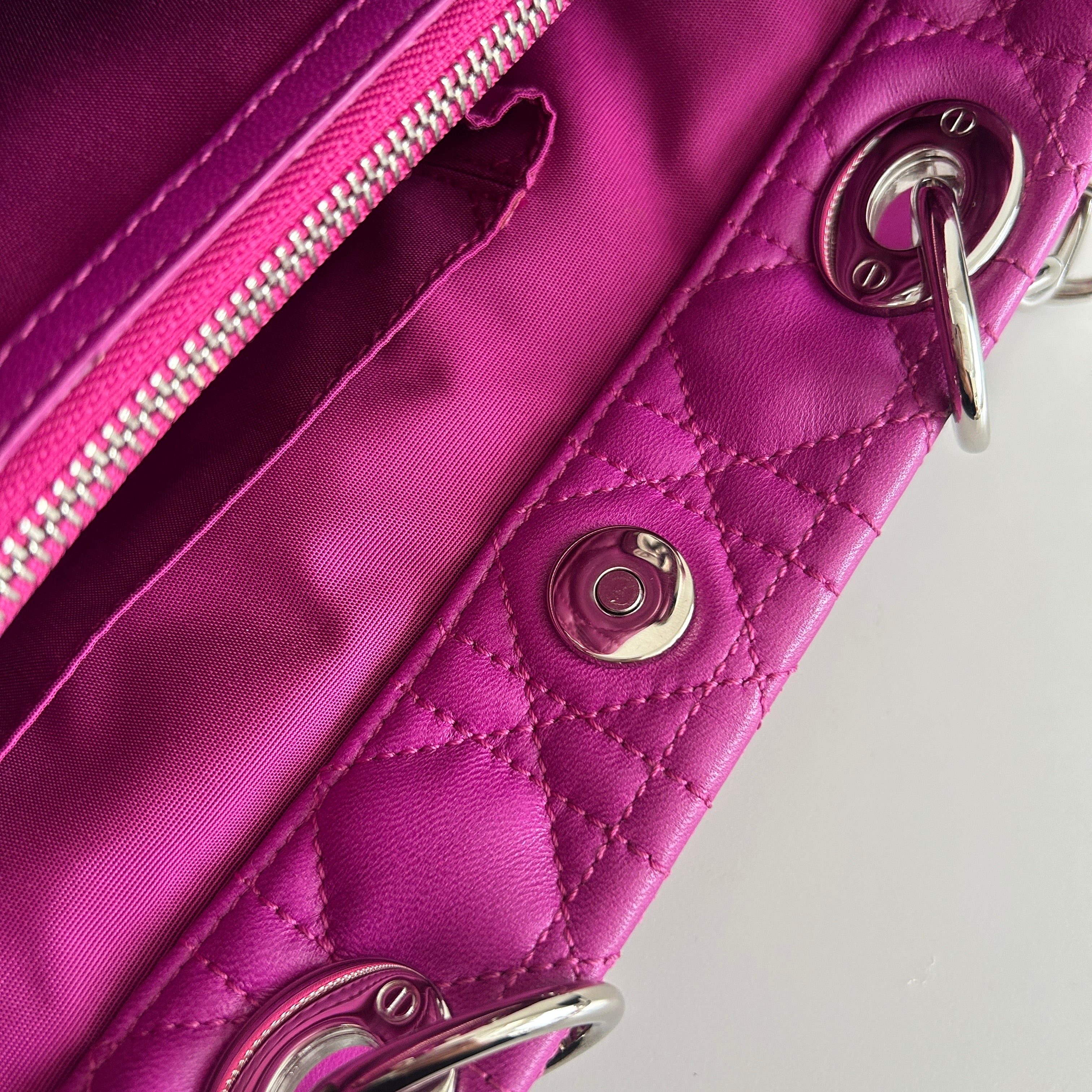 Rose Sorbet Cannage Quilted Lambskin Leather Small Dior Soft Tote Bag