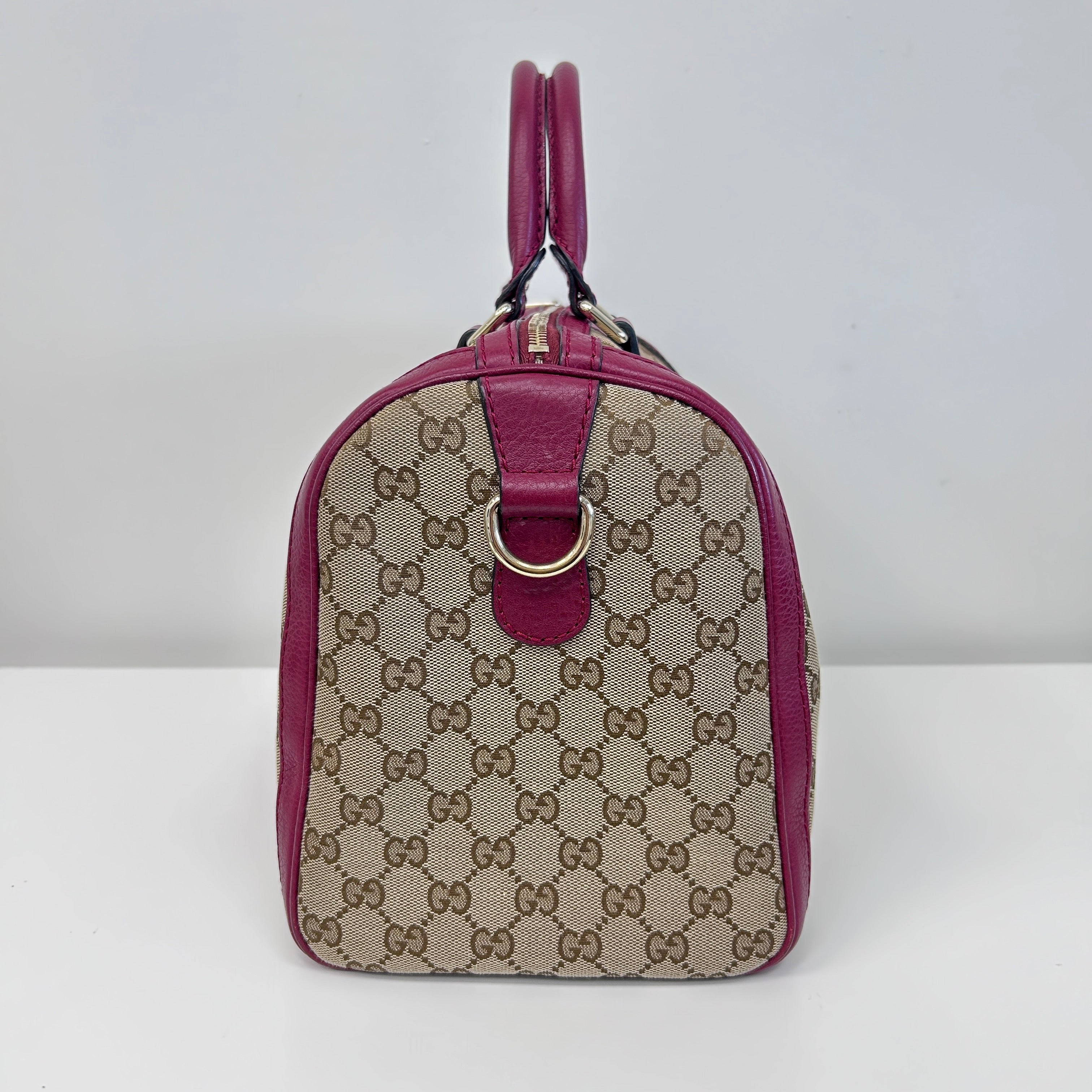 Red/Pink/GG Canvas Web Medium Joy Boston Bag