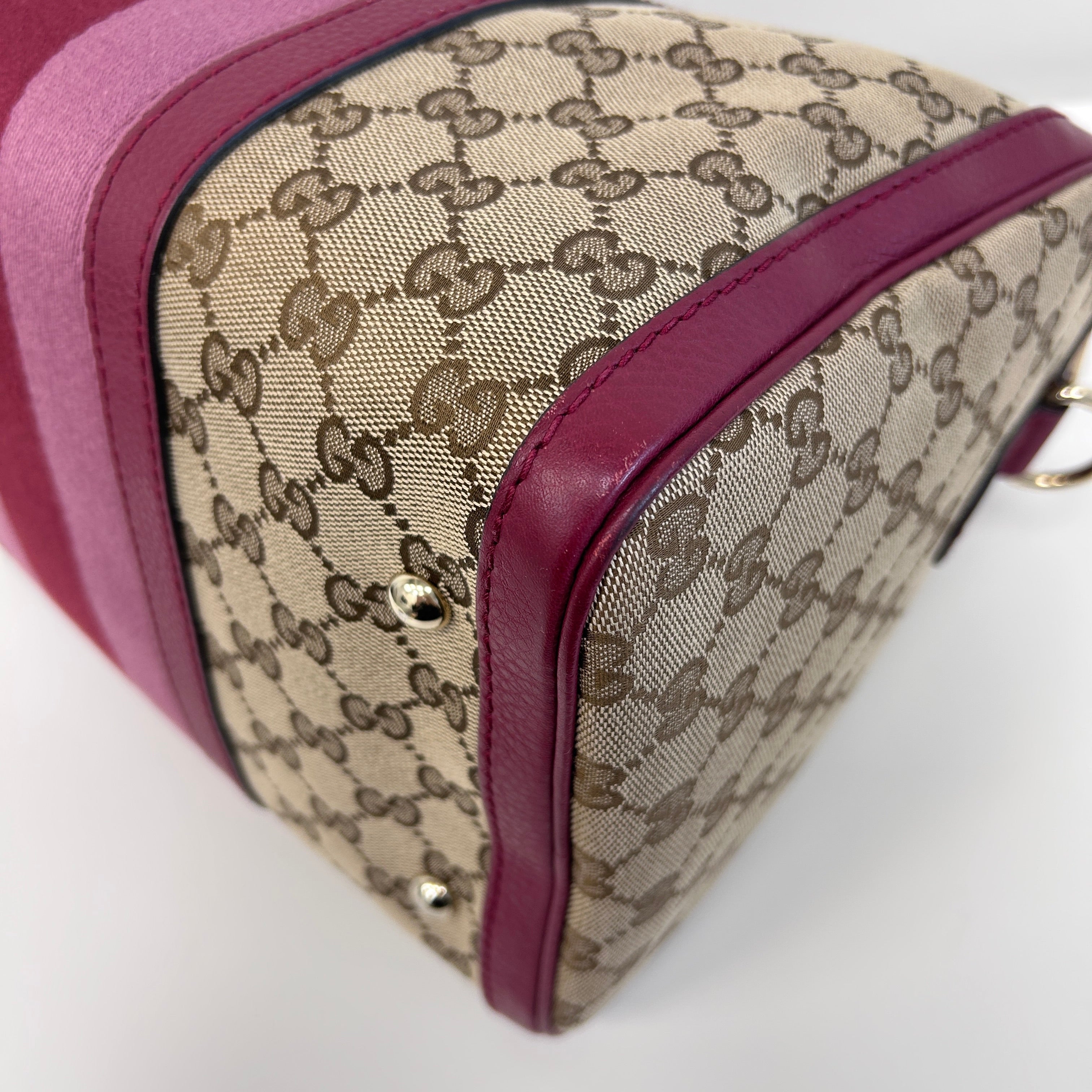 Red/Pink/GG Canvas Web Medium Joy Boston Bag