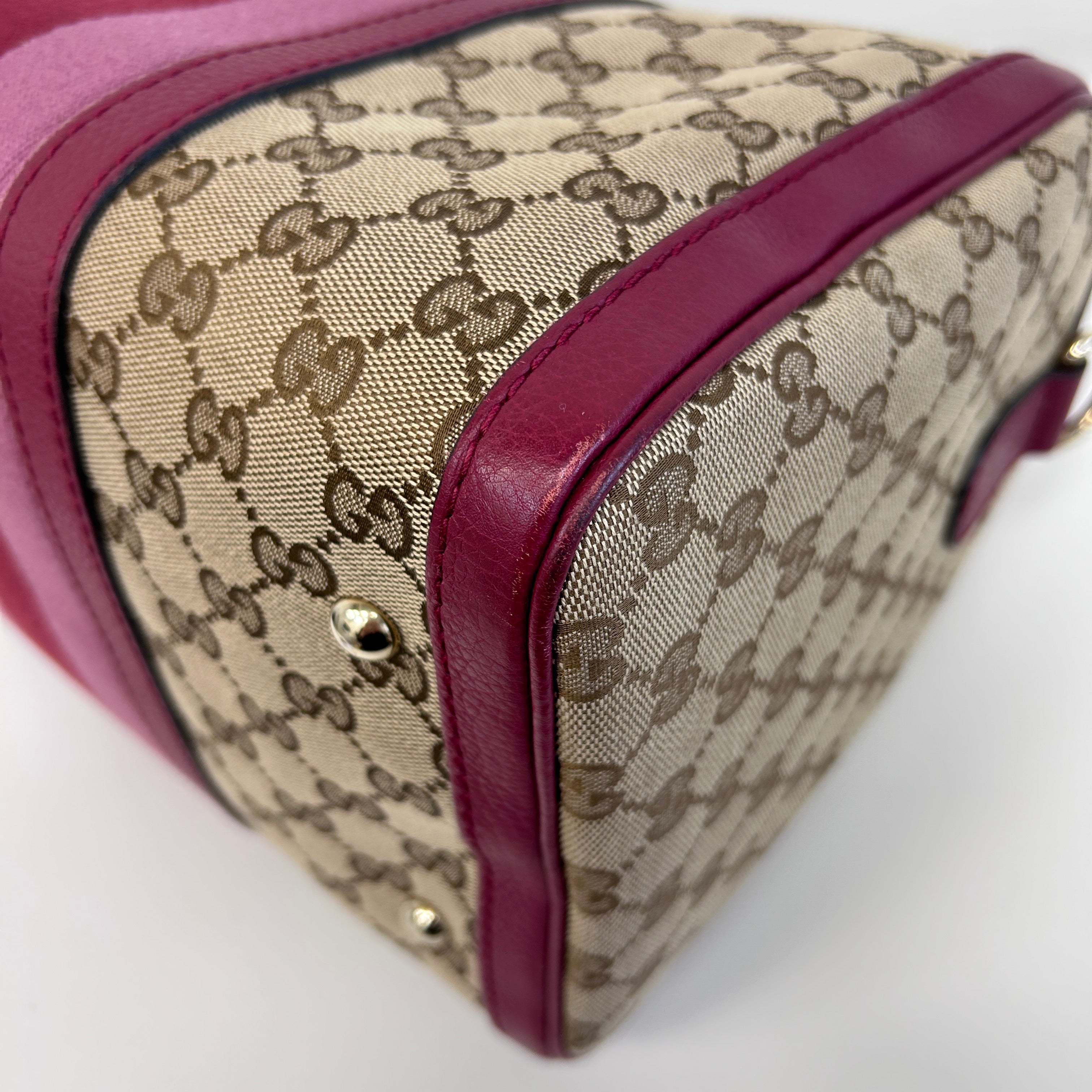 Red/Pink/GG Canvas Web Medium Joy Boston Bag