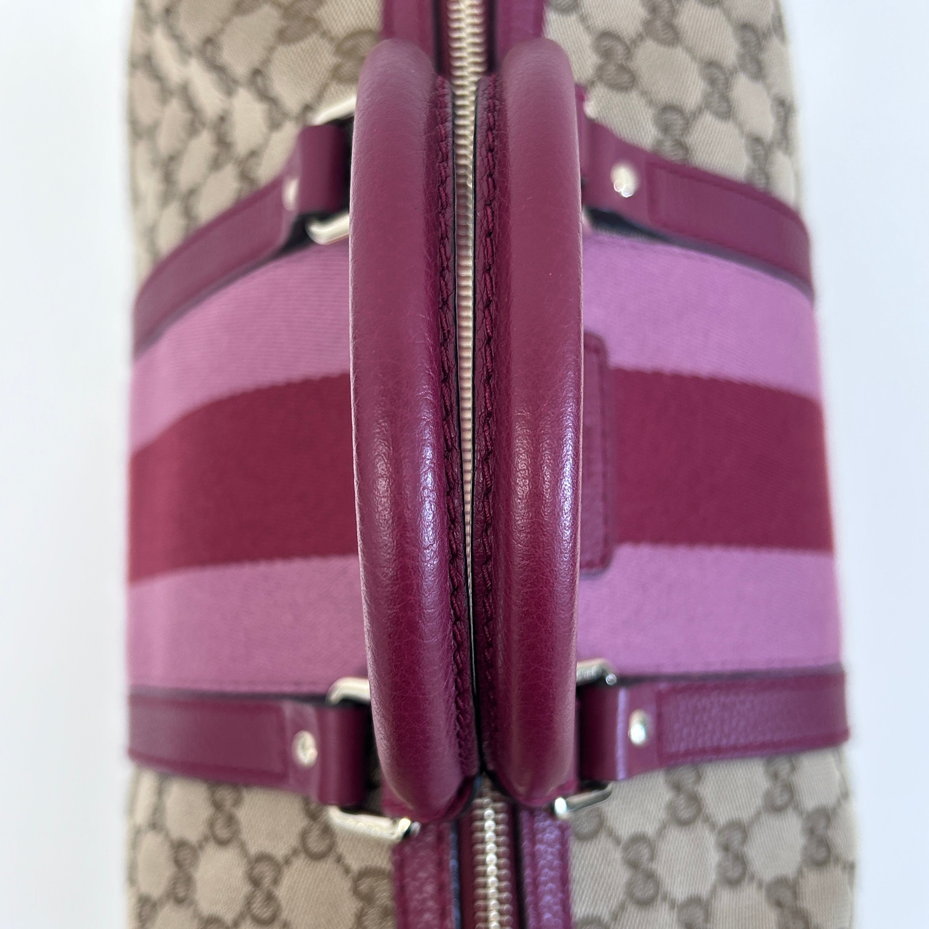 Red/Pink/GG Canvas Web Medium Joy Boston Bag