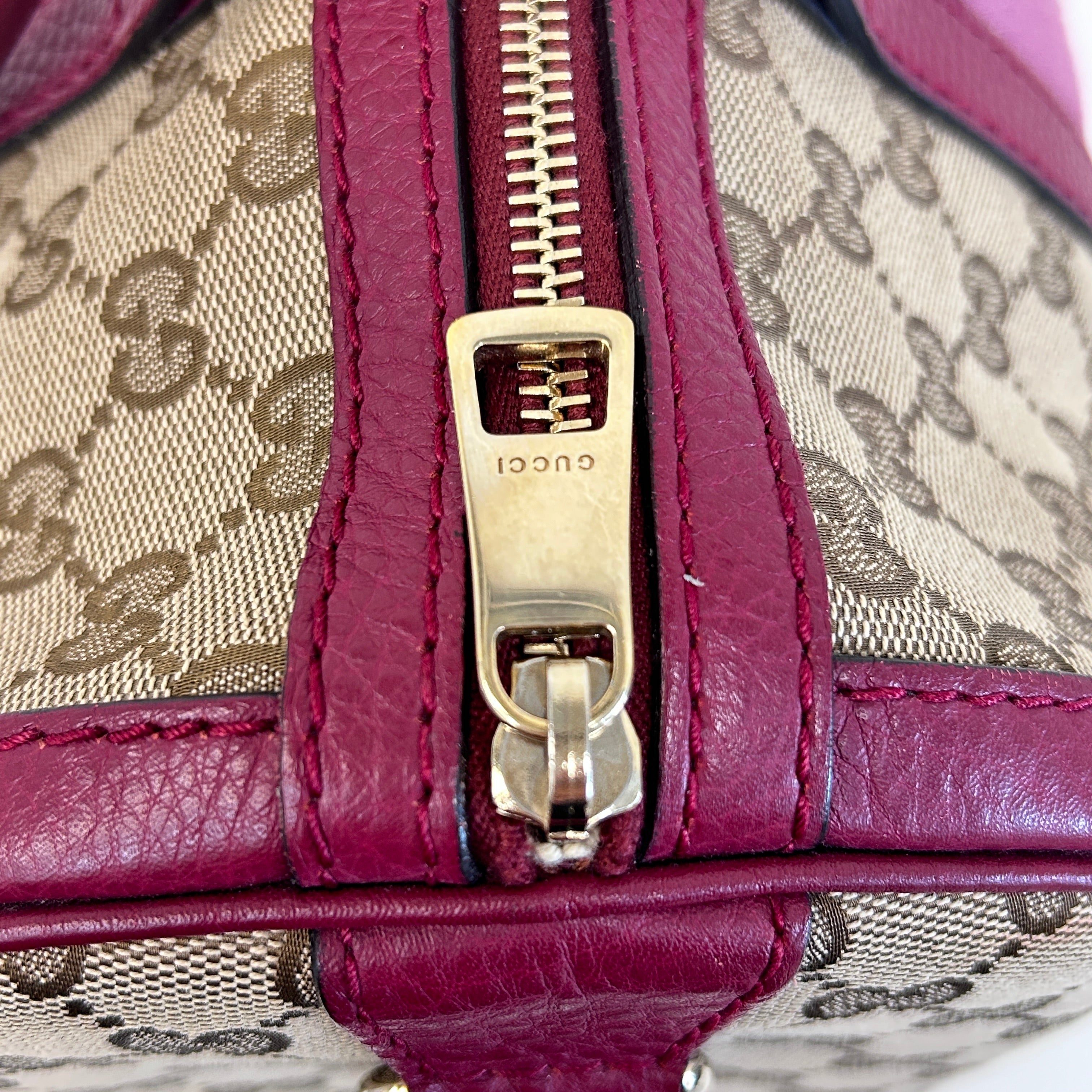 Red/Pink/GG Canvas Web Medium Joy Boston Bag