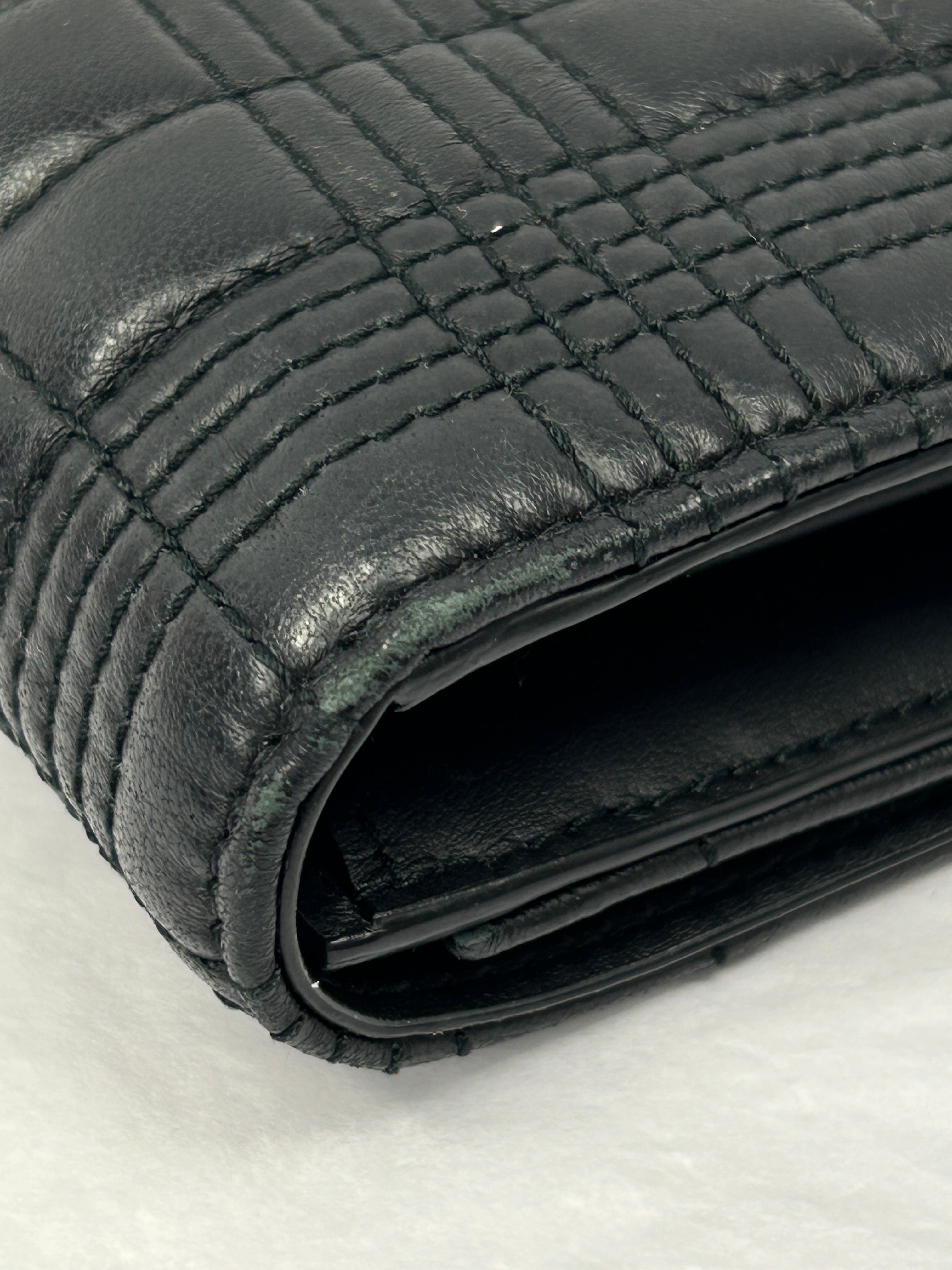 Black Quilted Lola Lambskin Leather Wallet