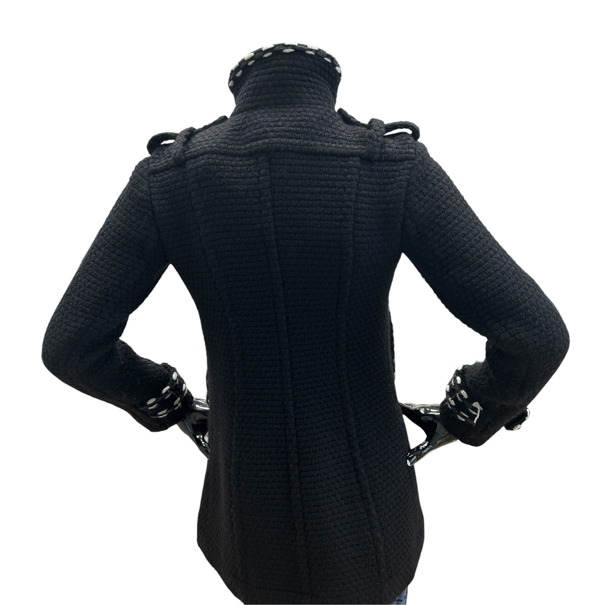 Vintage Black Tweed Wool Knit Coat