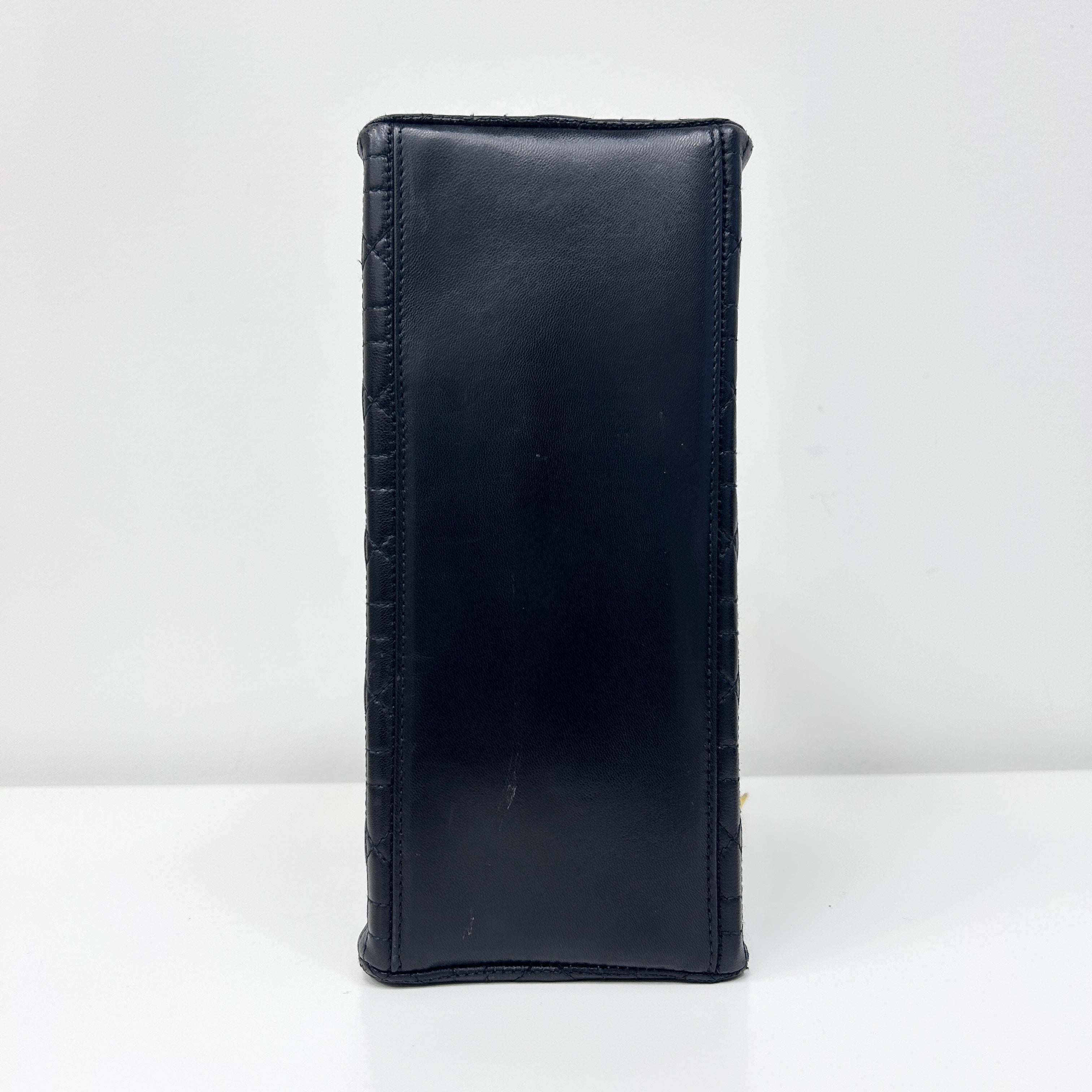 Vintage Black Quilted Leather Medium Lady Dior w/GHW