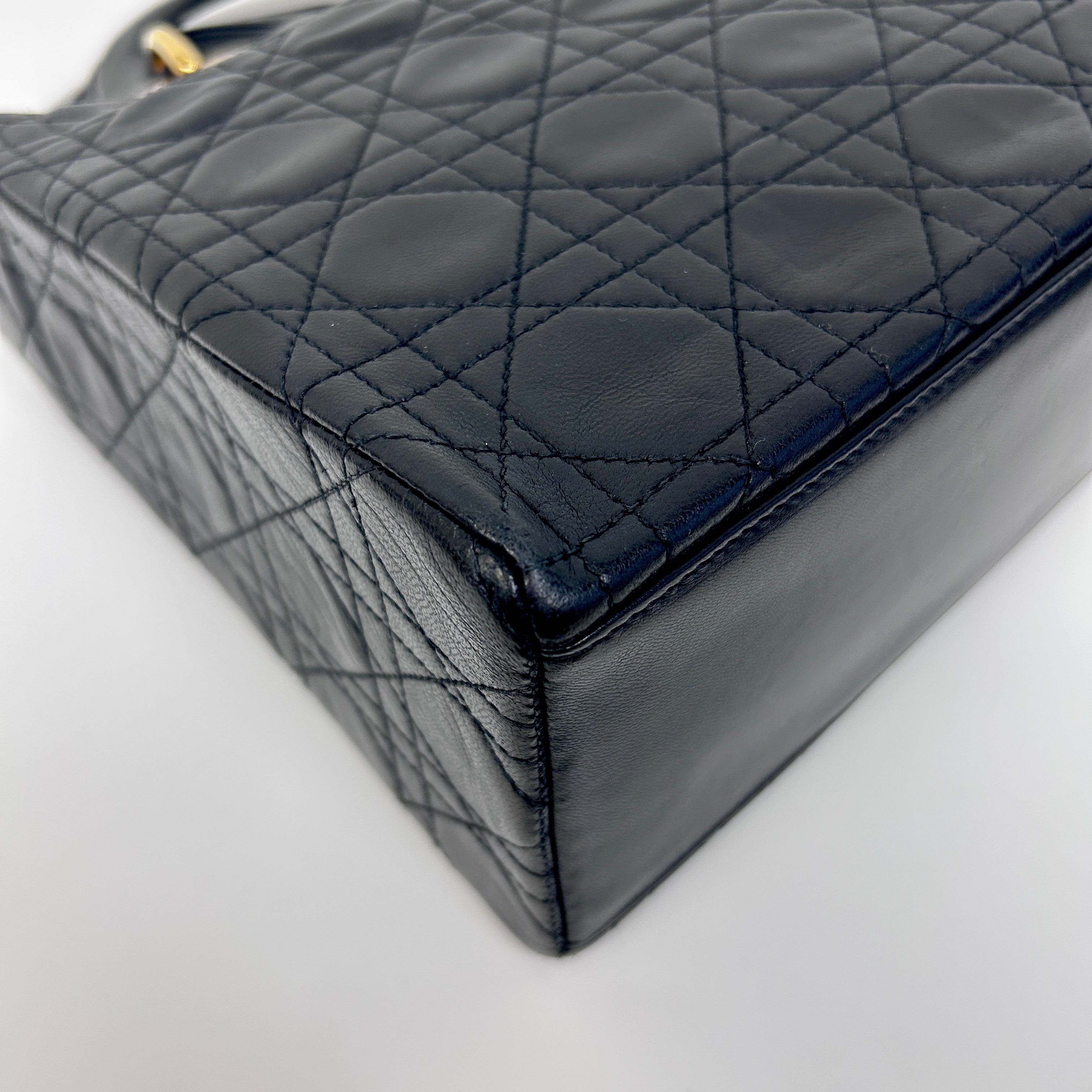 Vintage Black Quilted Leather Medium Lady Dior w/GHW