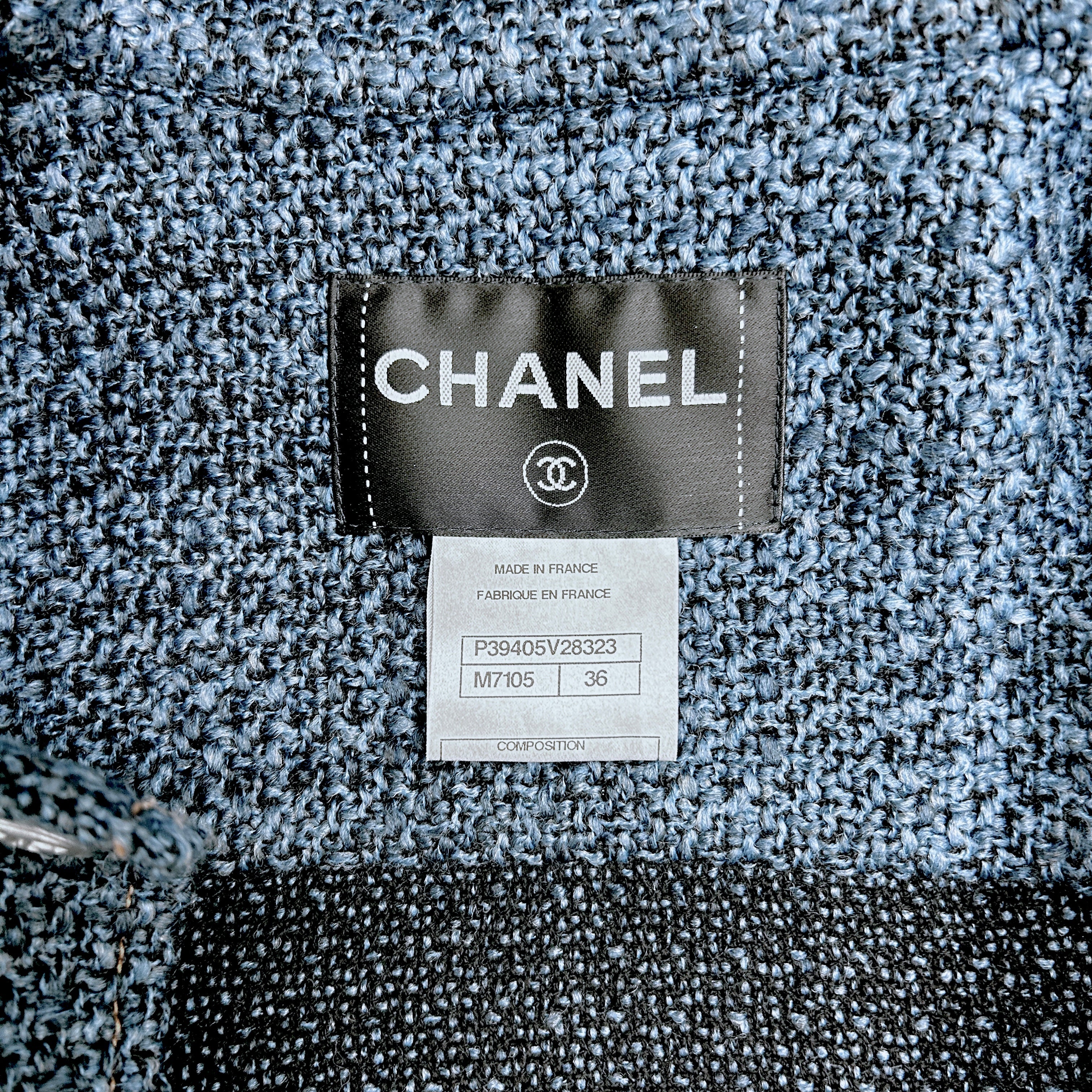 CC Button Blue Tweed Jacket & Skirt Set