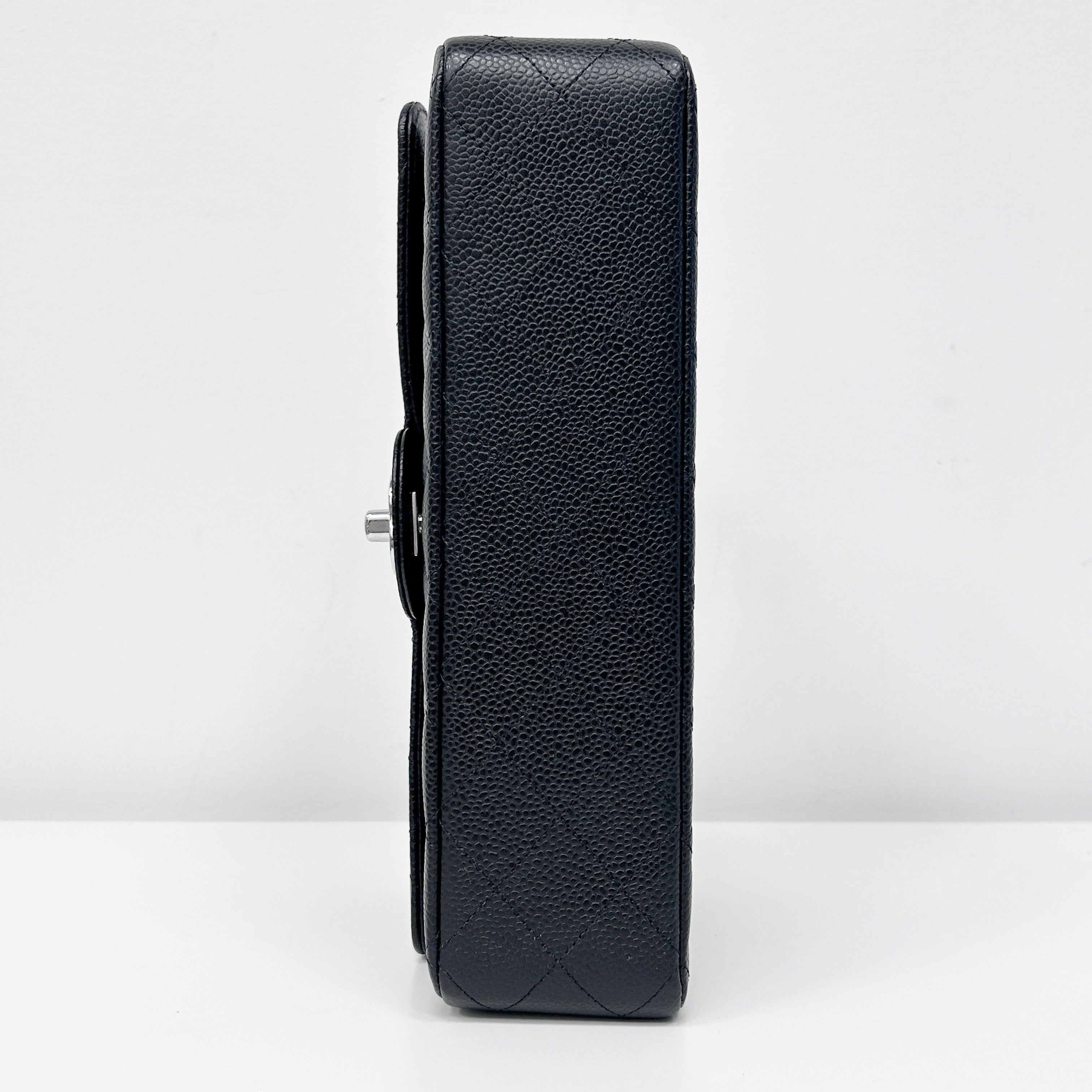 Chanel Black Quilted Caviar Leather Classic Medium Double Flap Bag w/SHW