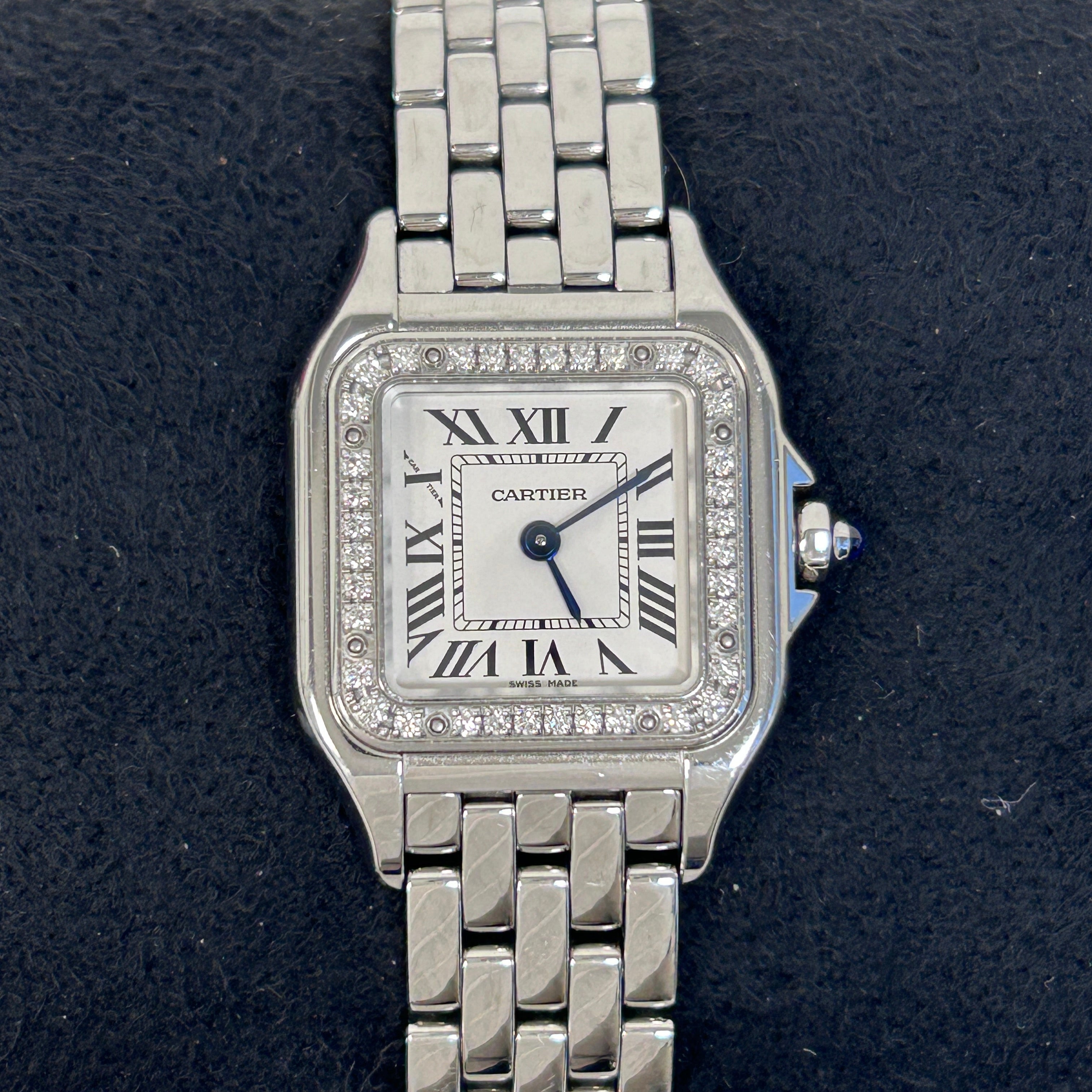 Panthère de Cartier watch w/ Bezel set with brilliant-cut diamonds