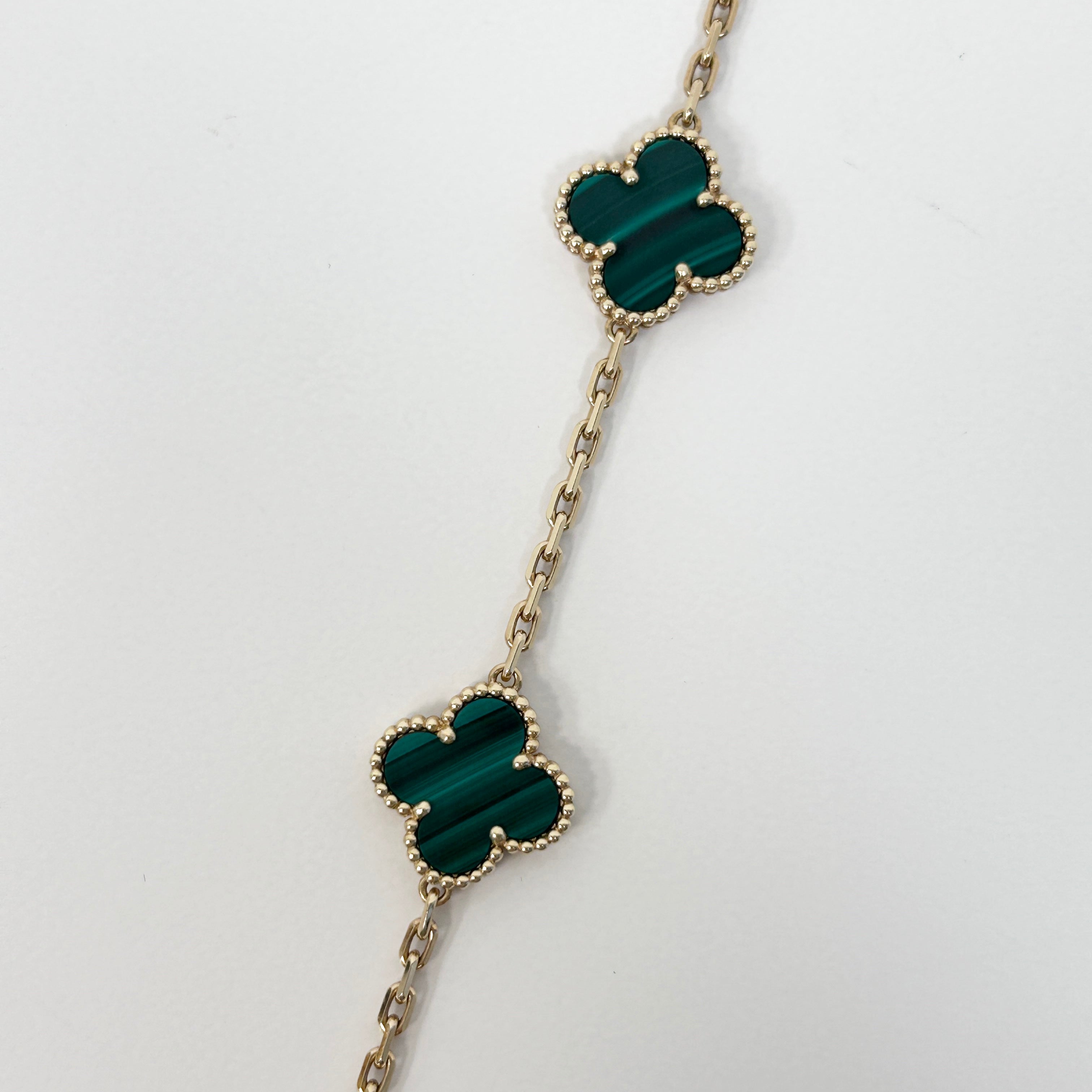 Malachite Vintage Alhambra 10-Motif Necklace w/18K GHW