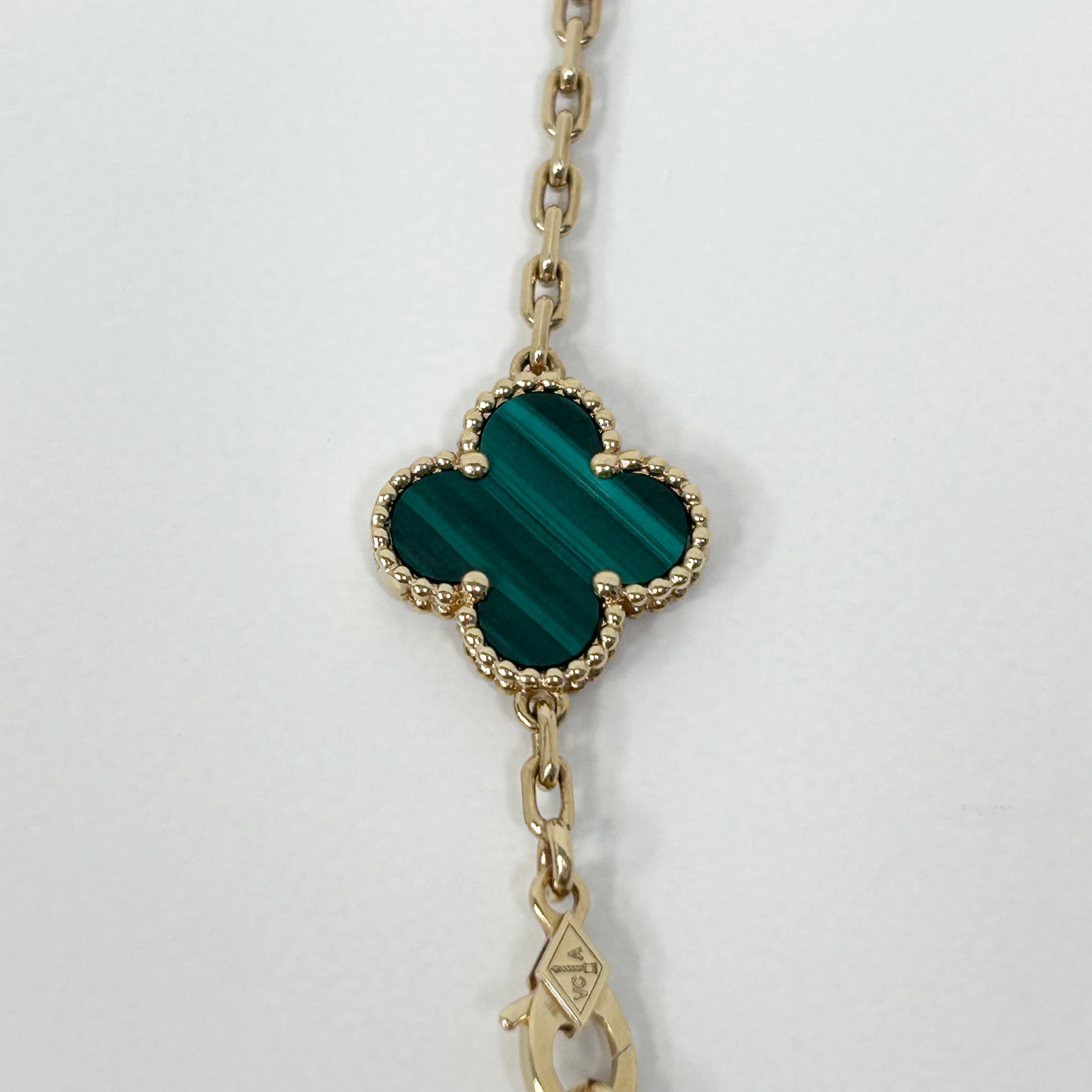 Malachite Vintage Alhambra 10-Motif Necklace w/18K GHW