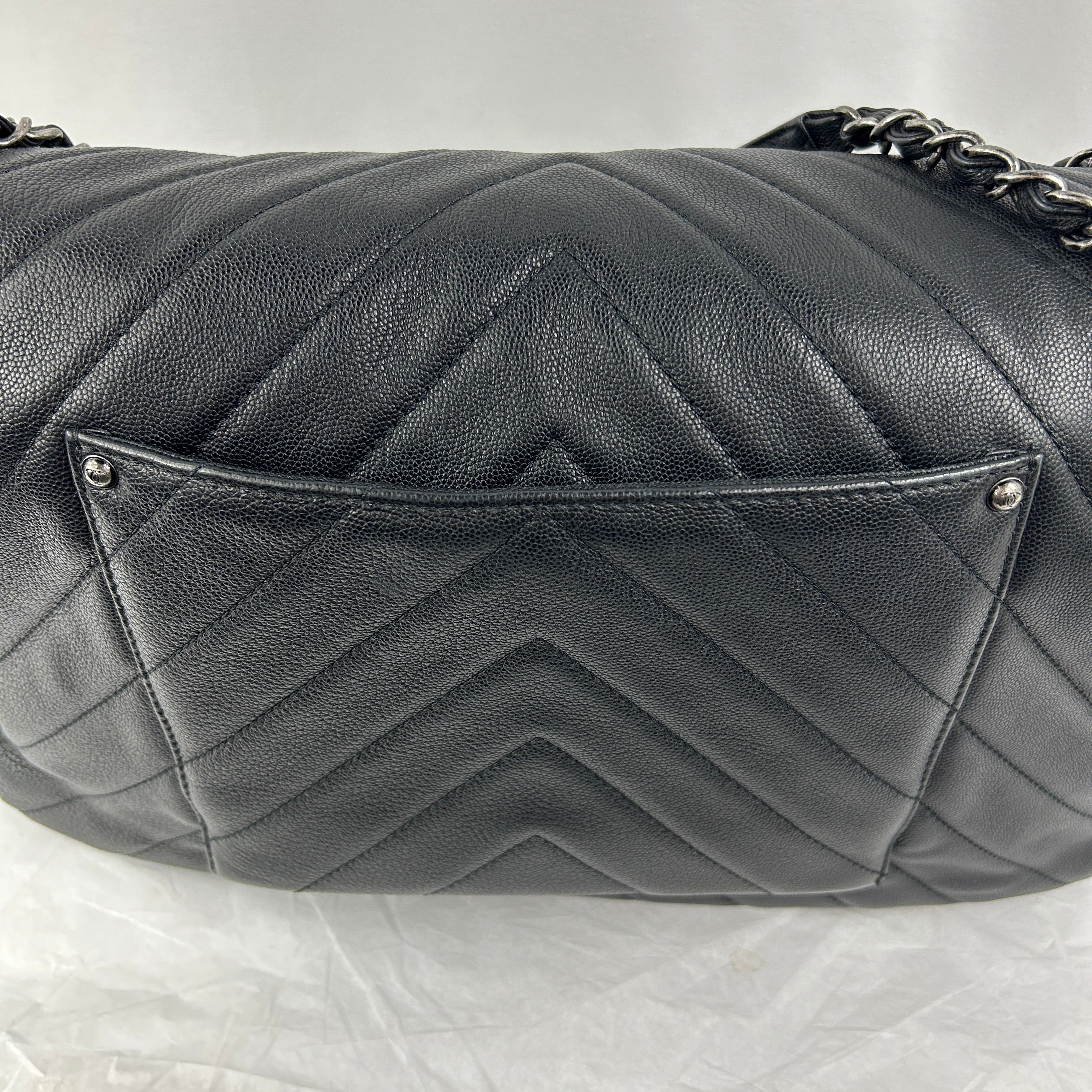 Black Chevron XXL Airline Flap Bag