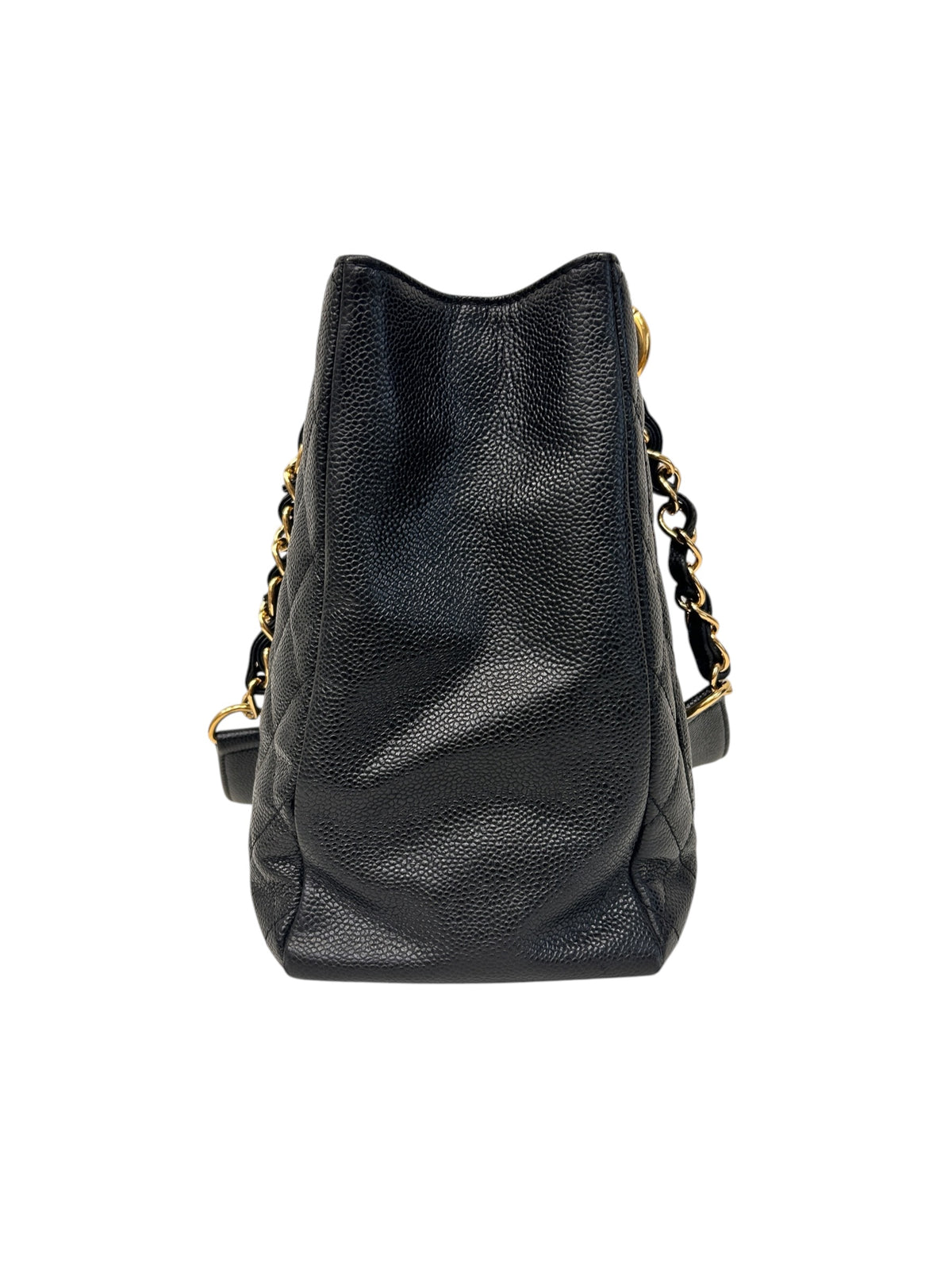 Black Quilted Caviar Leather Grand Shopping Tote Bag