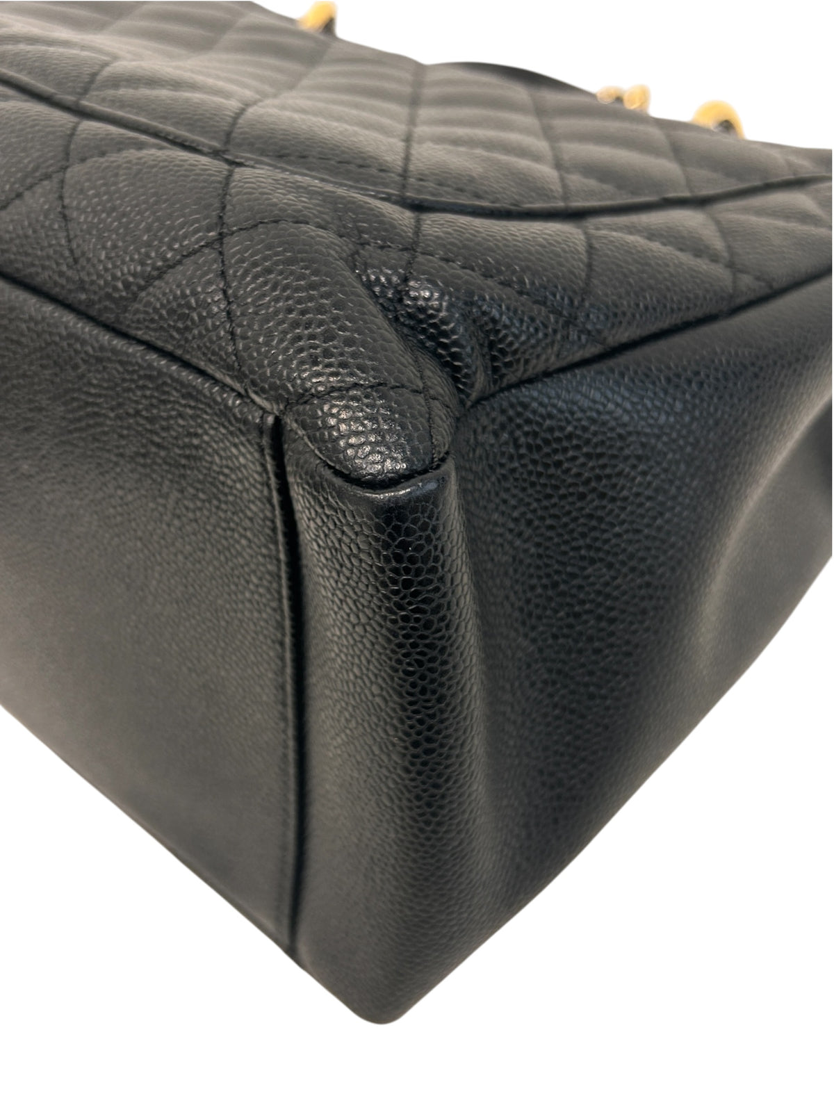 Black Quilted Caviar Leather Grand Shopping Tote Bag