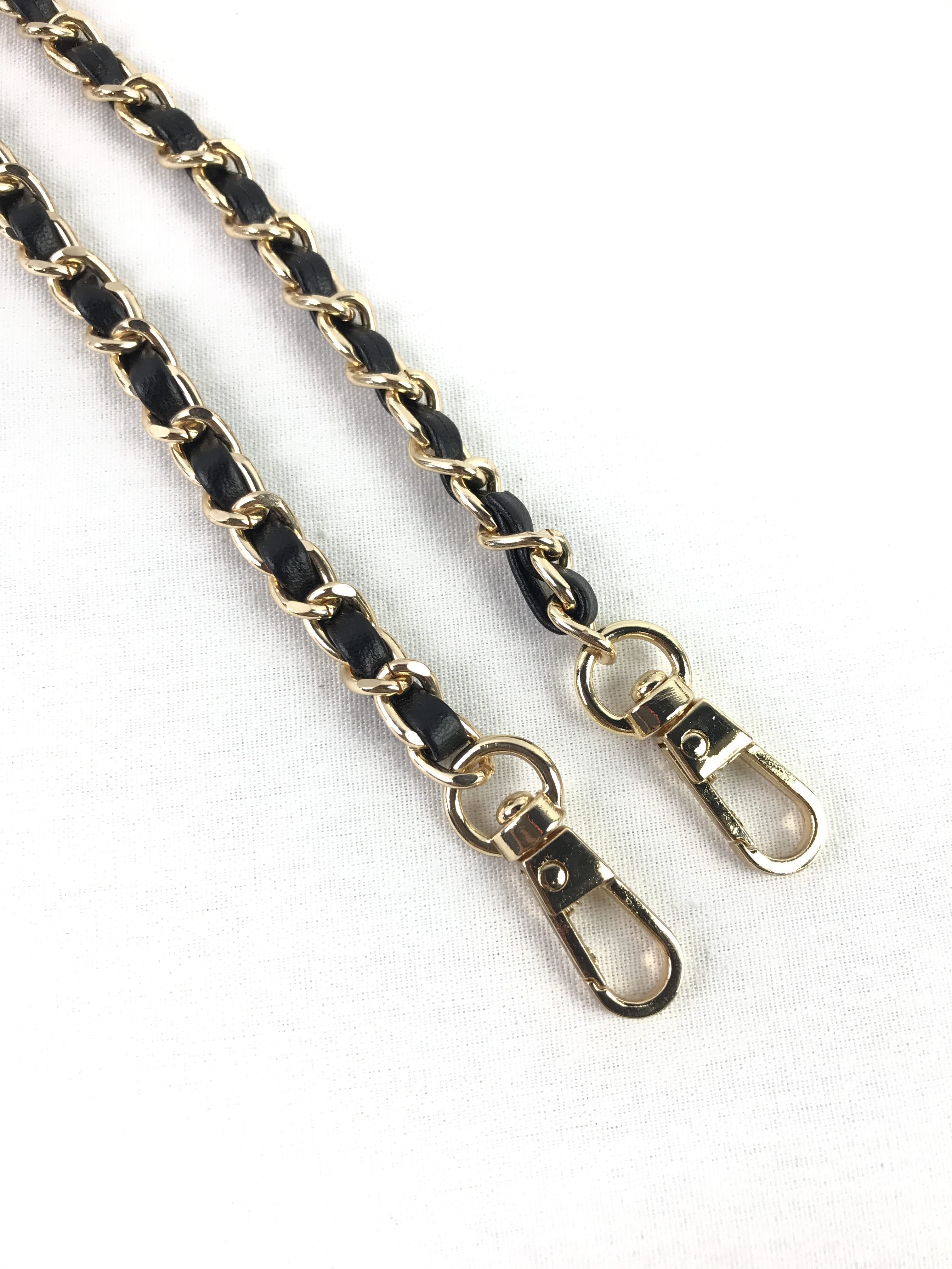 Black Adjustable Leather Chain Strap w/GHW