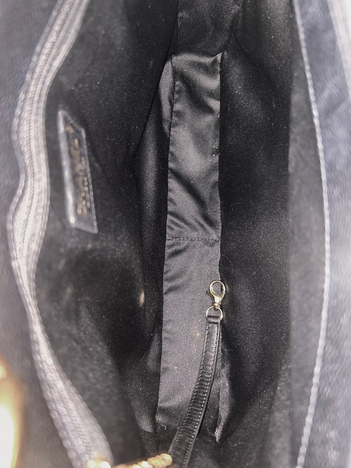 Black Quilted Caviar Leather Grand Shopping Tote Bag
