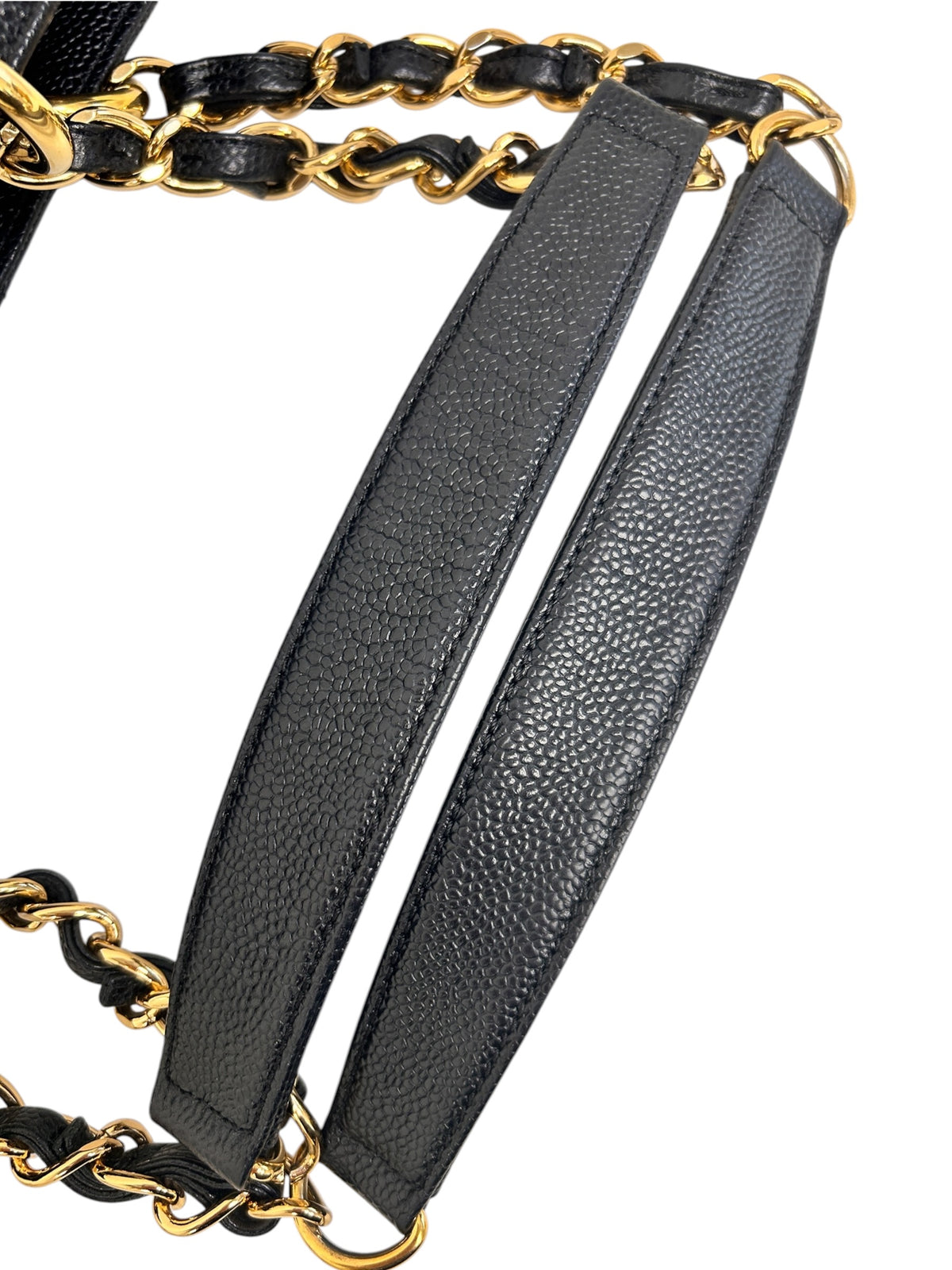 Black Quilted Caviar Leather Grand Shopping Tote Bag