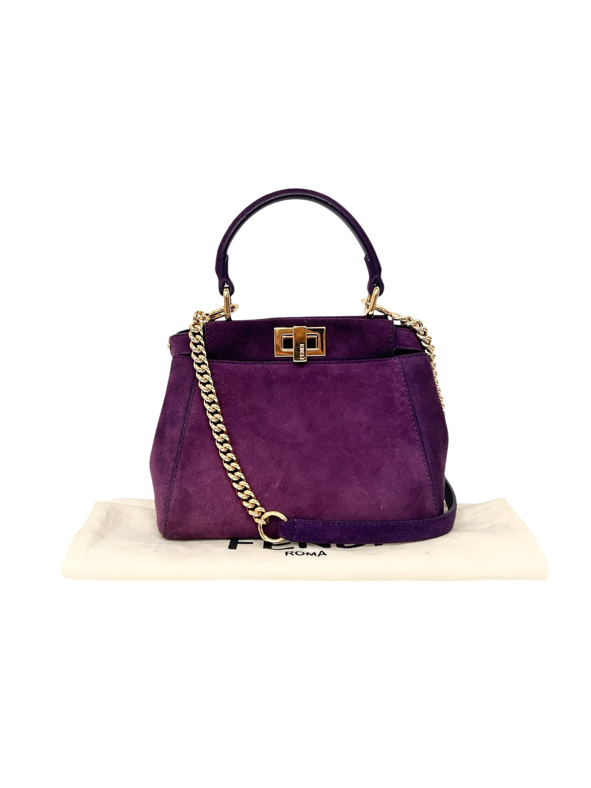 Purple Suede XS Peekaboo Top Handle Bag