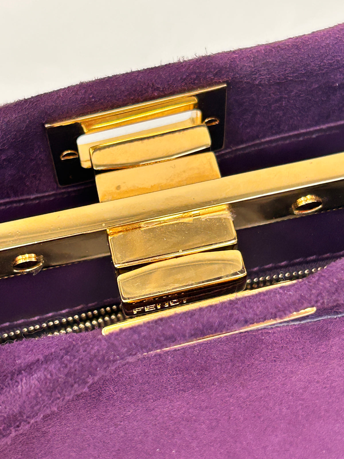 Purple Suede XS Peekaboo Top Handle Bag