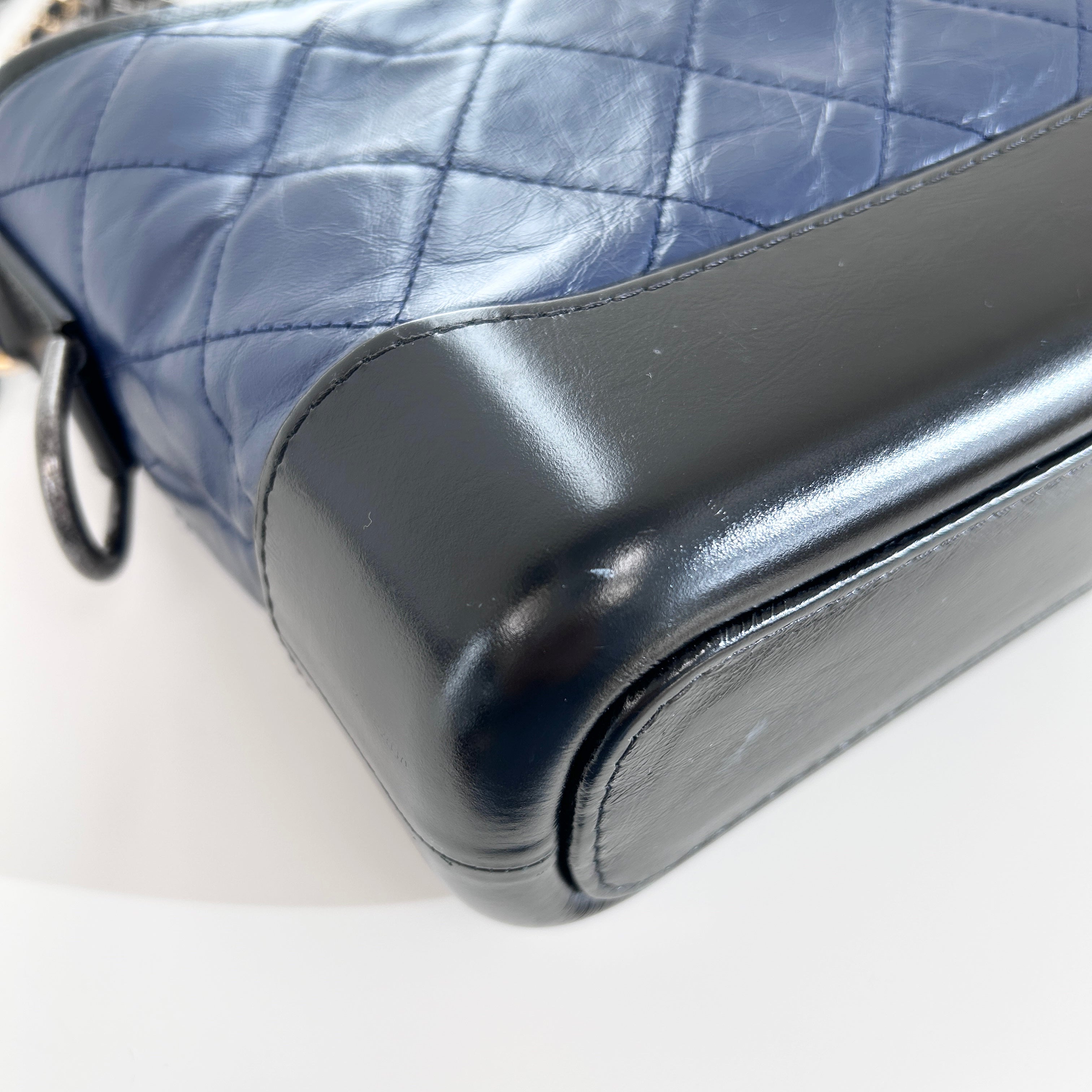 Blue Quilted Aged Calfskin Leather Small Gabrielle Hobo Bag w/GHW/SHW/RHW