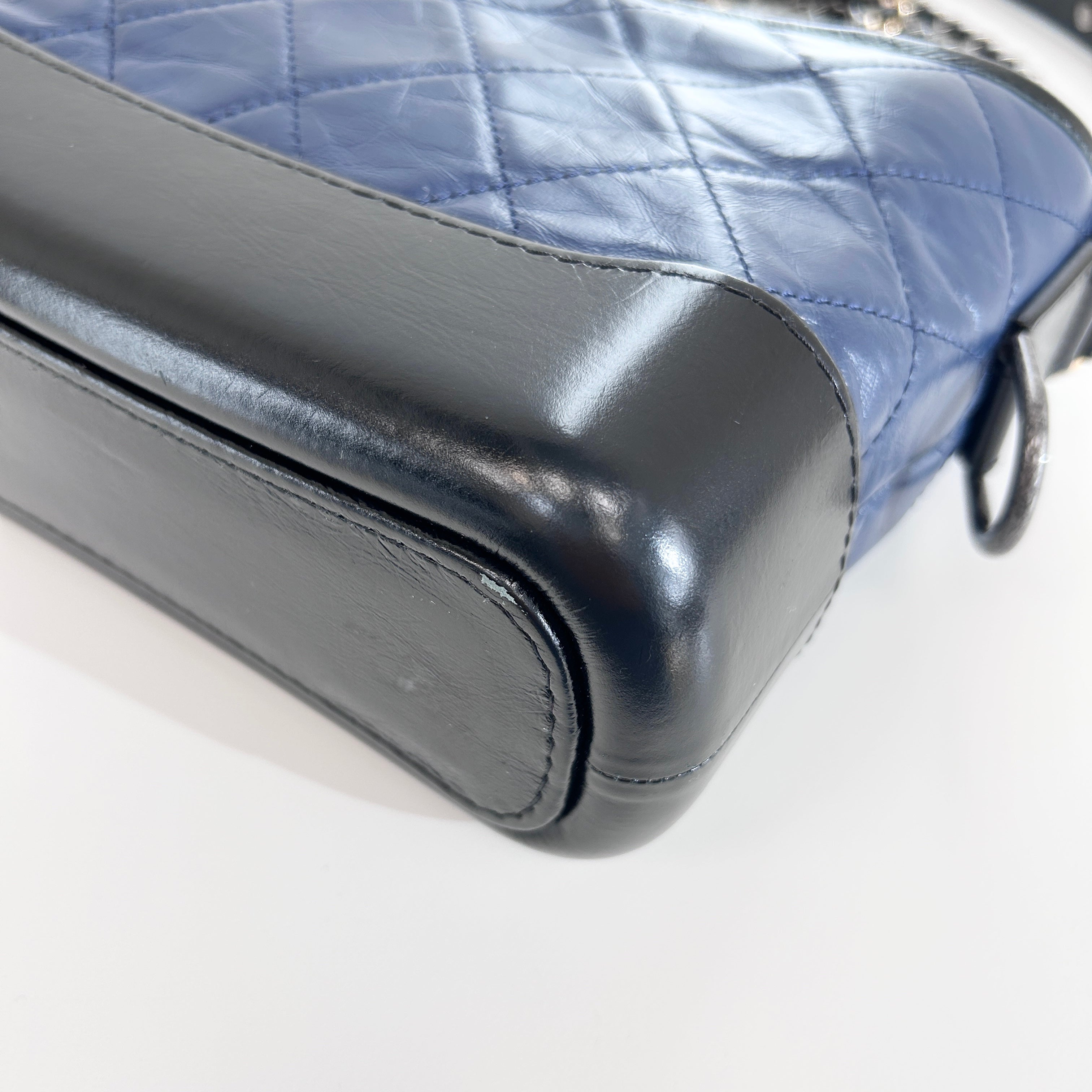 Blue Quilted Aged Calfskin Leather Small Gabrielle Hobo Bag w/GHW/SHW/RHW