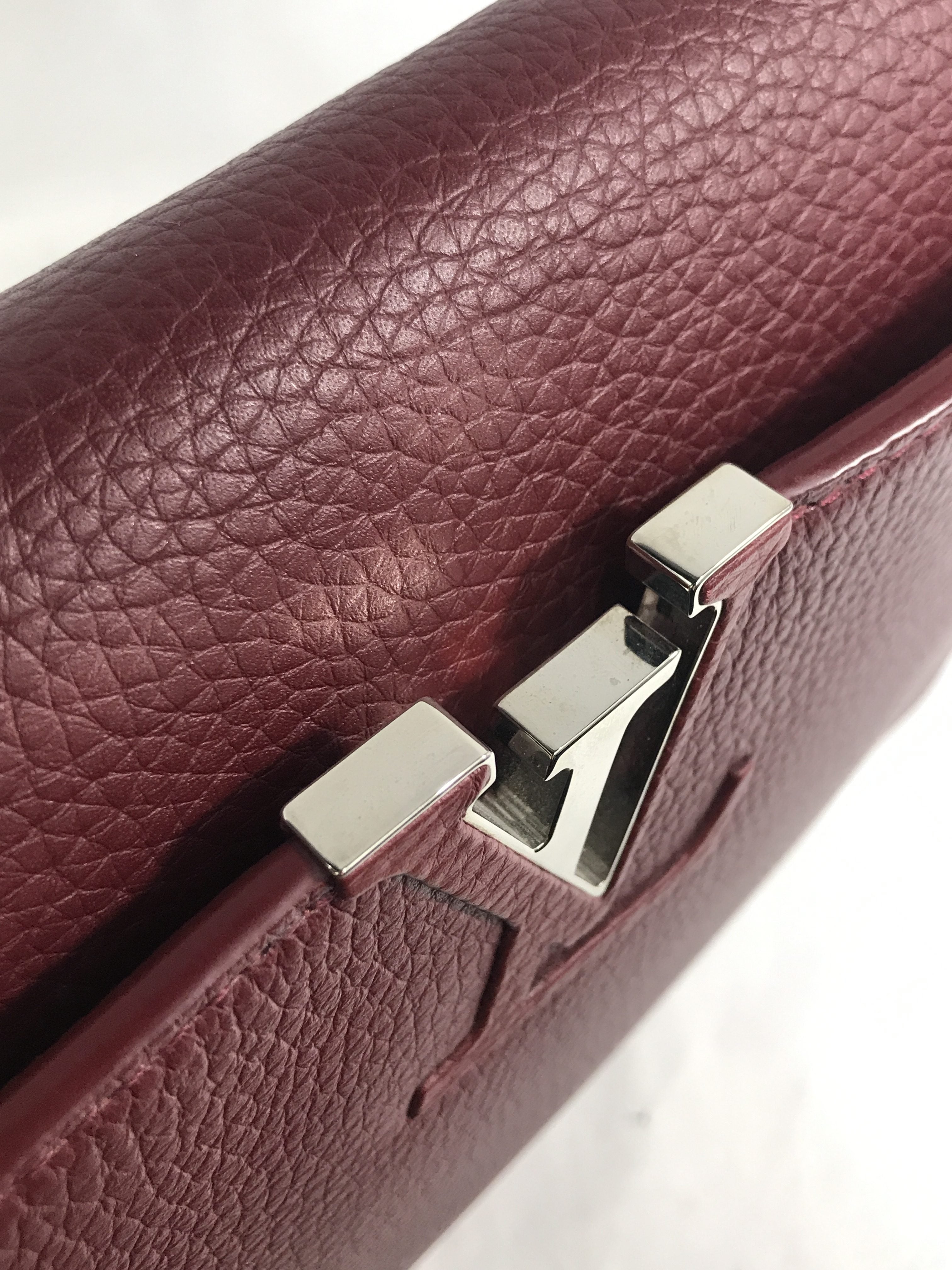 Burgundy Taurillon Leather w/Python Top Handle GM w/SHW