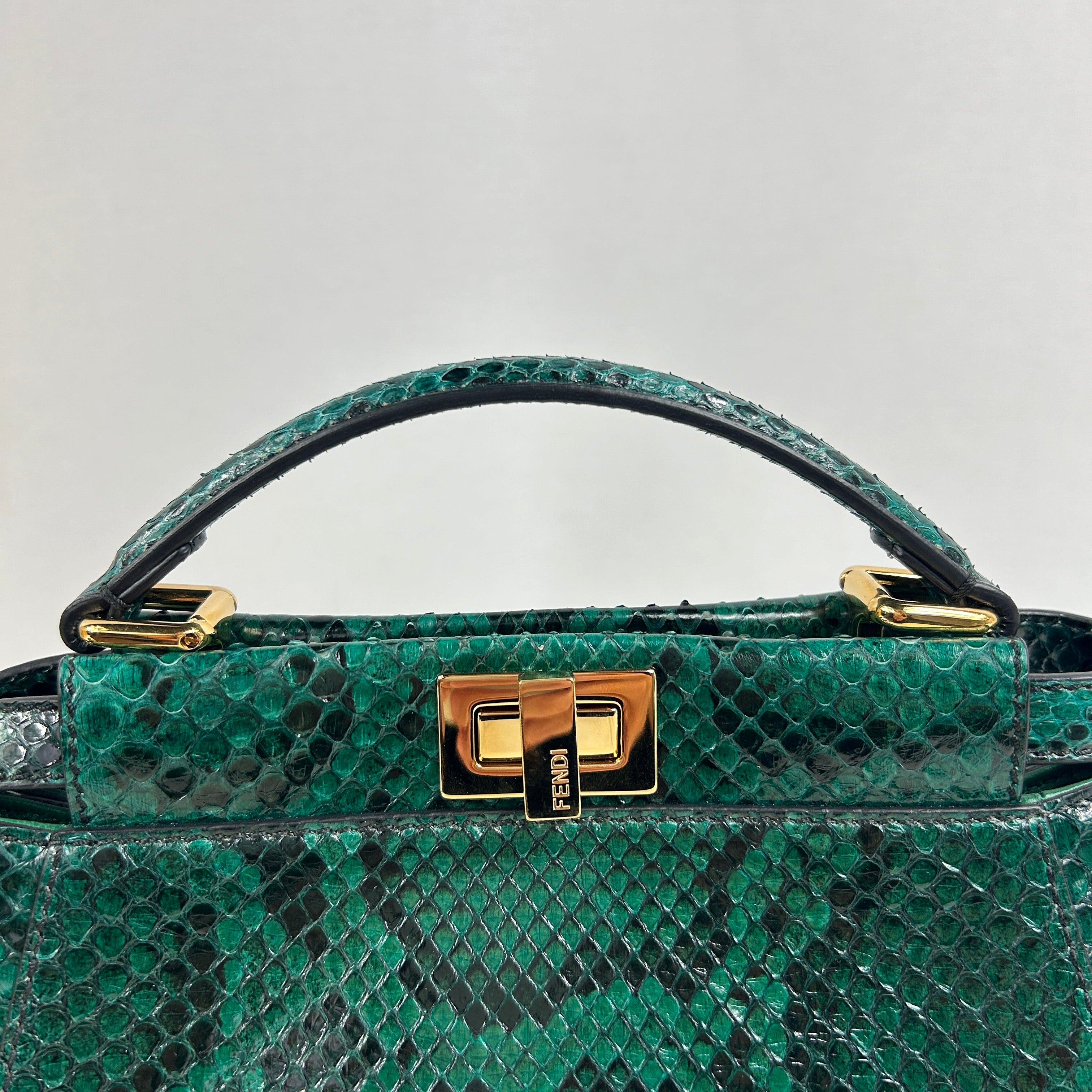 Emerald Green Python Mini Peekaboo Crossbody Bag w/GHW