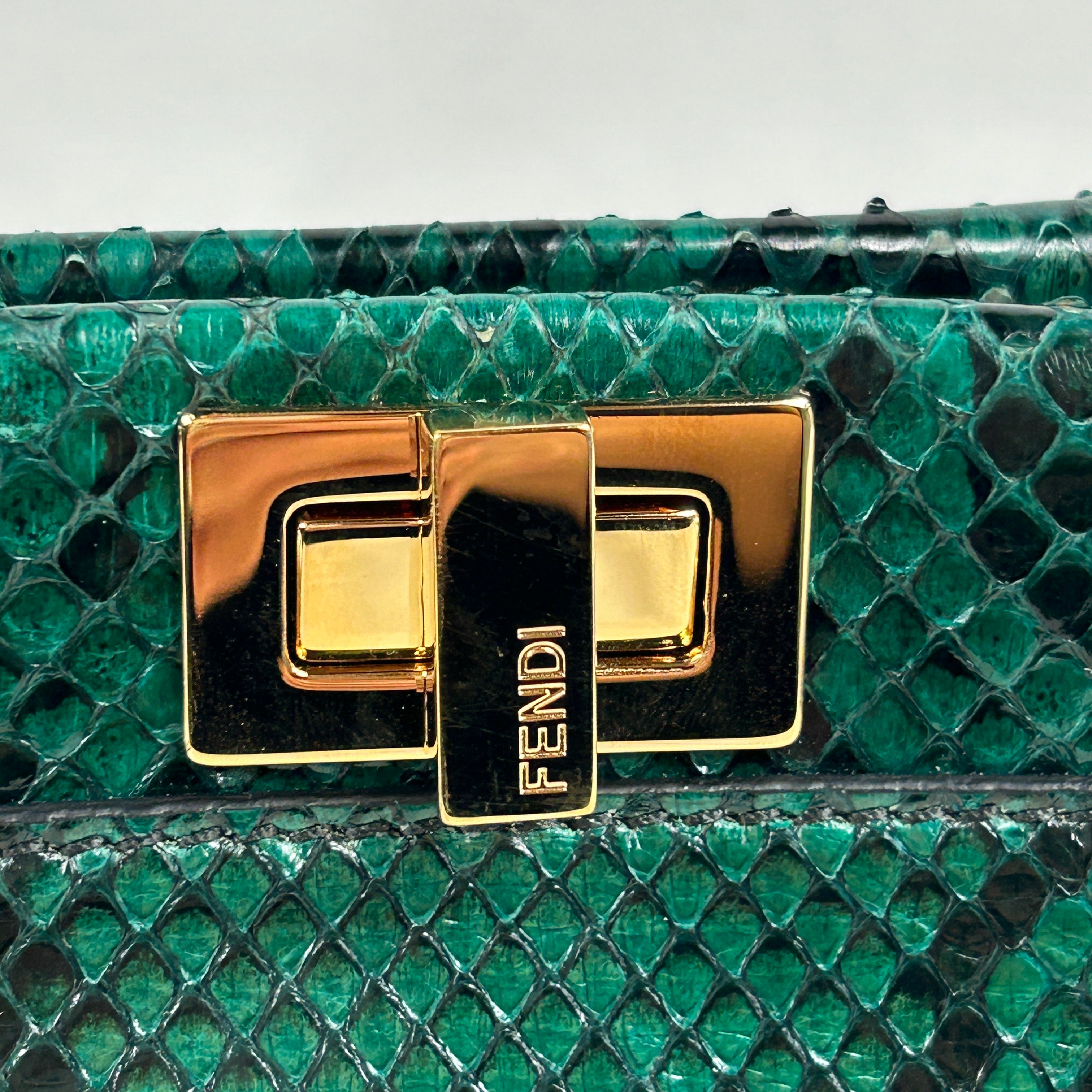 Emerald Green Python Mini Peekaboo Crossbody Bag w/GHW