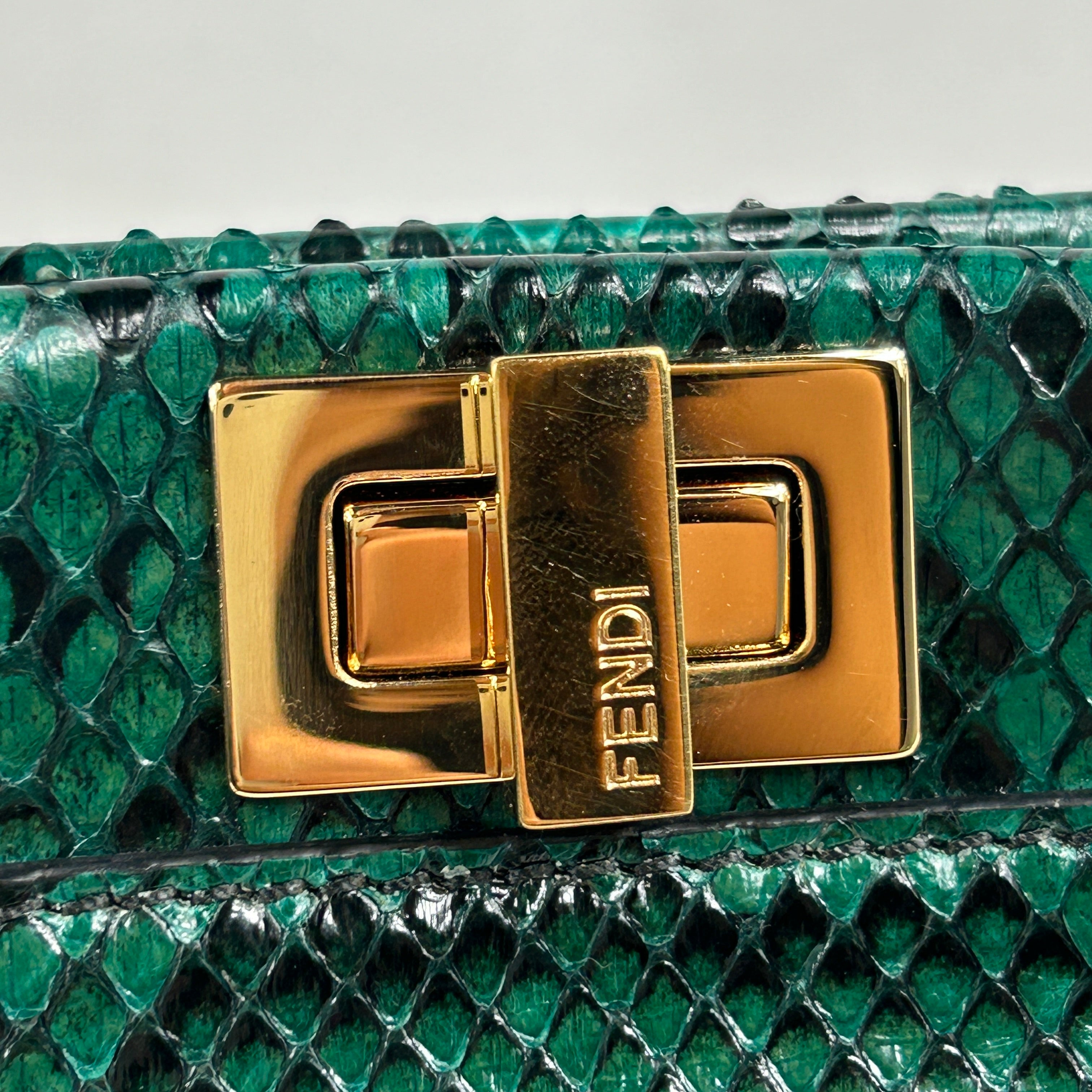 Emerald Green Python Mini Peekaboo Crossbody Bag w/GHW